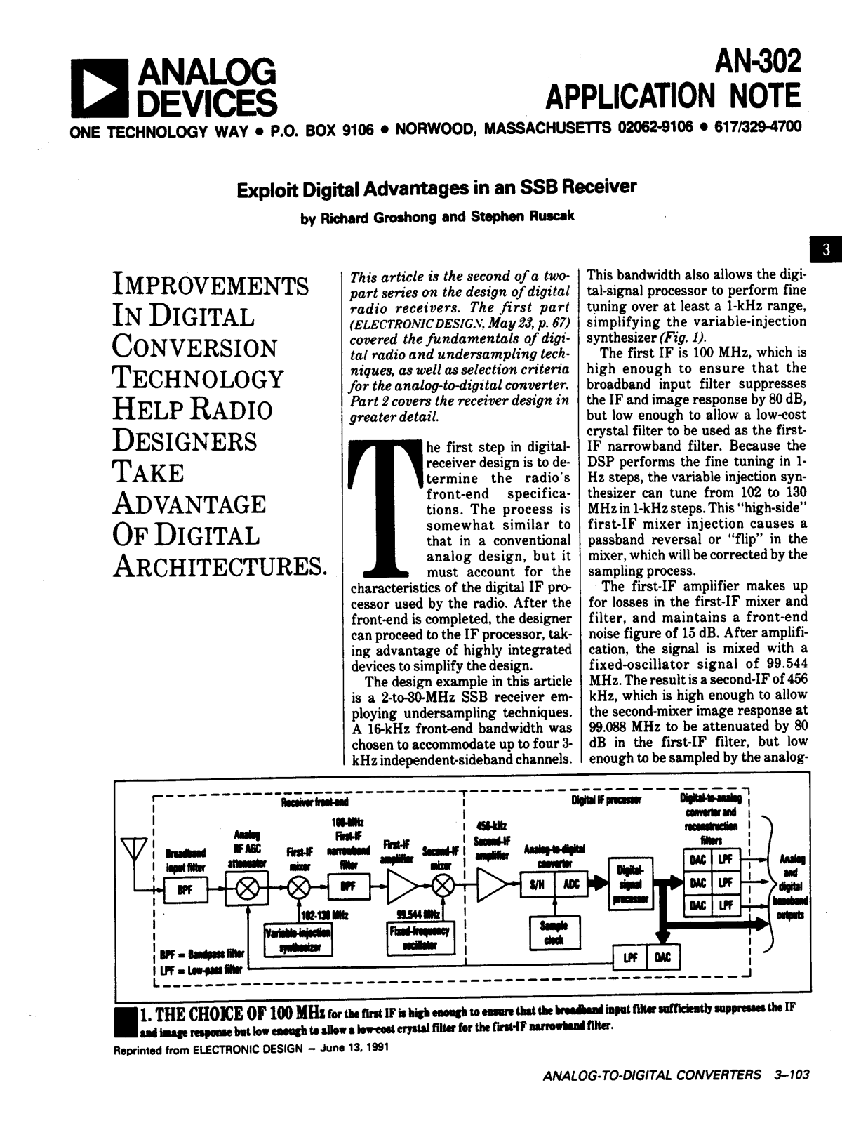 ANALOG DEVICES AN-302 Service Manual