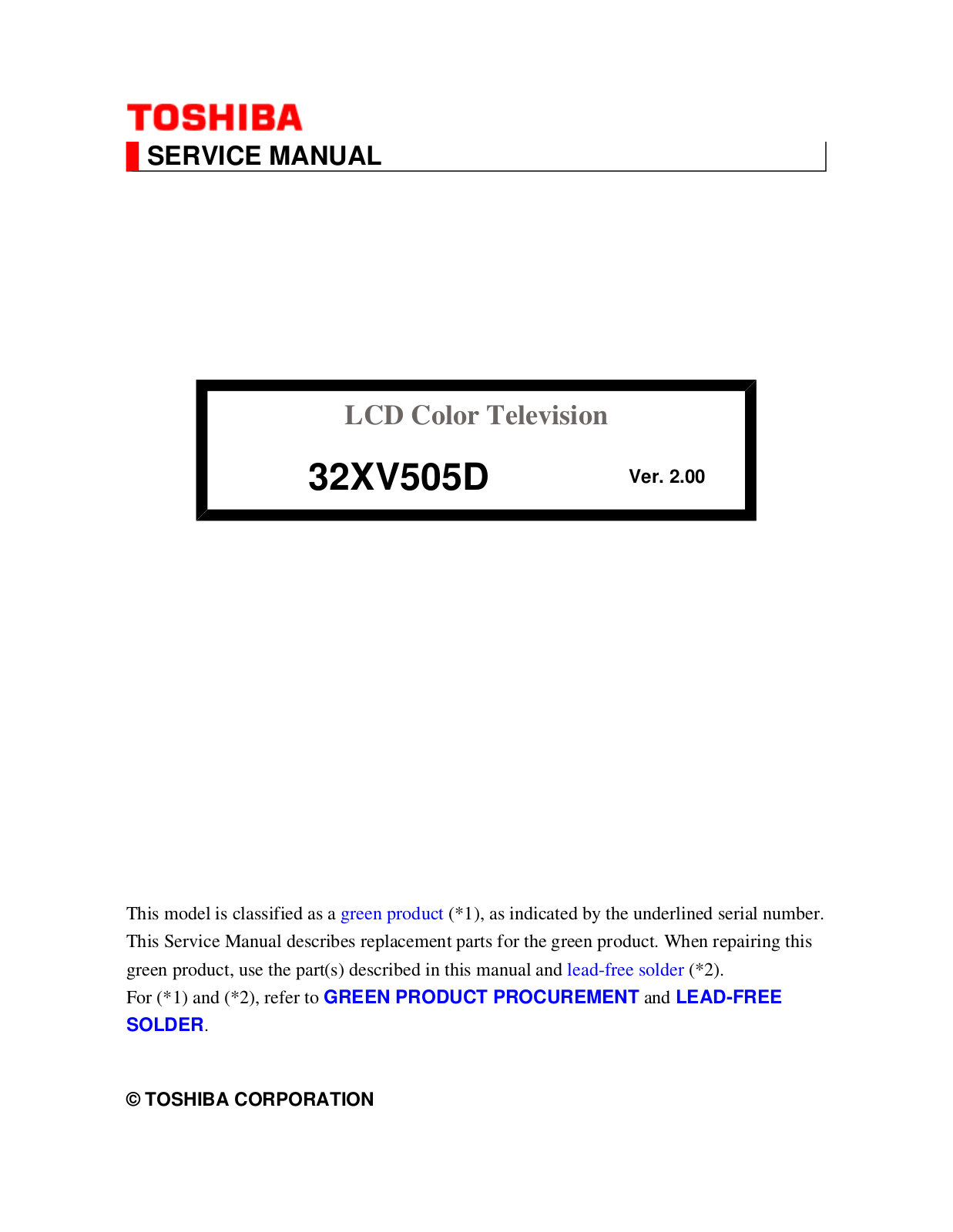 Toshiba 32XV505D Schematic