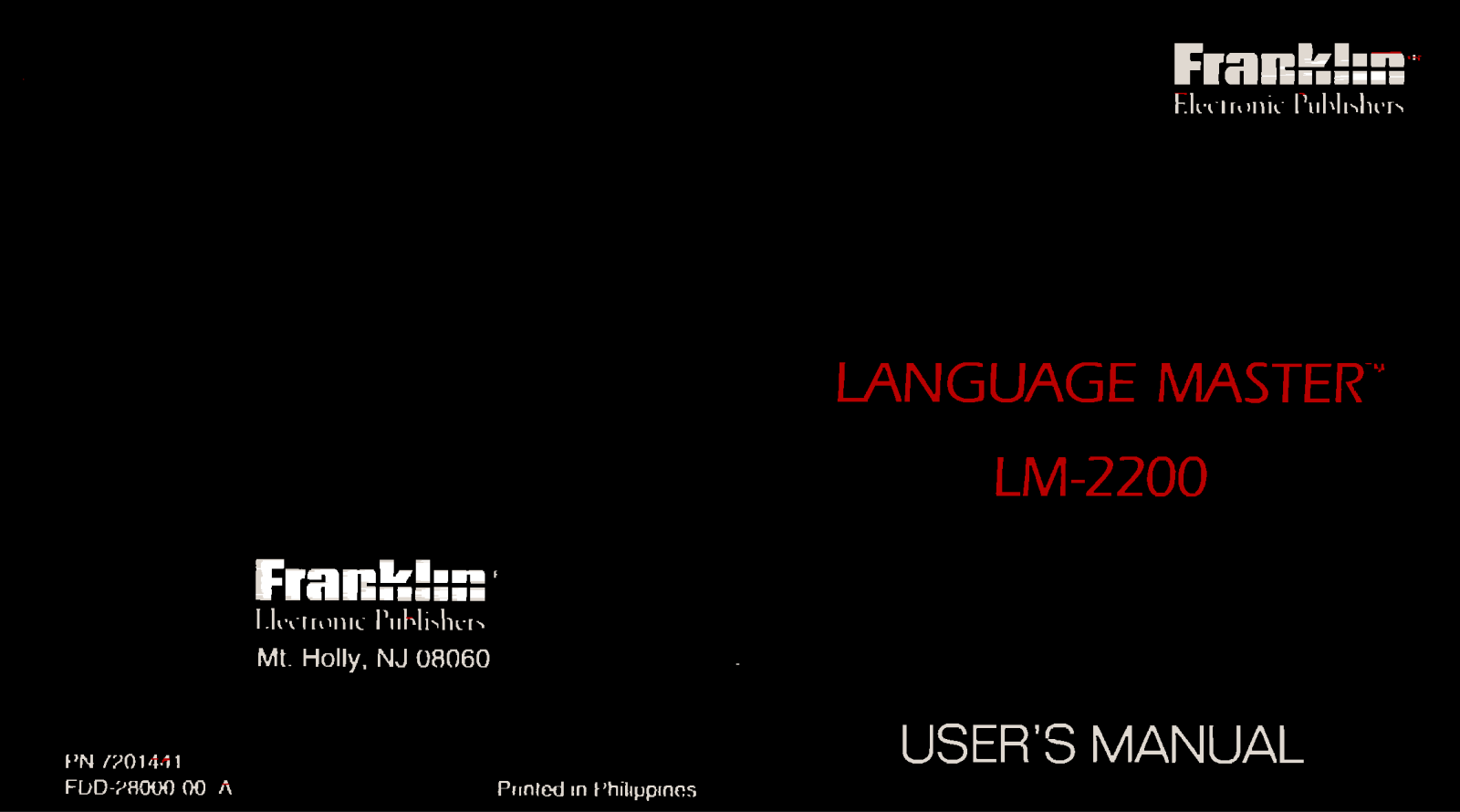 Franklin LM-2200 User Manual