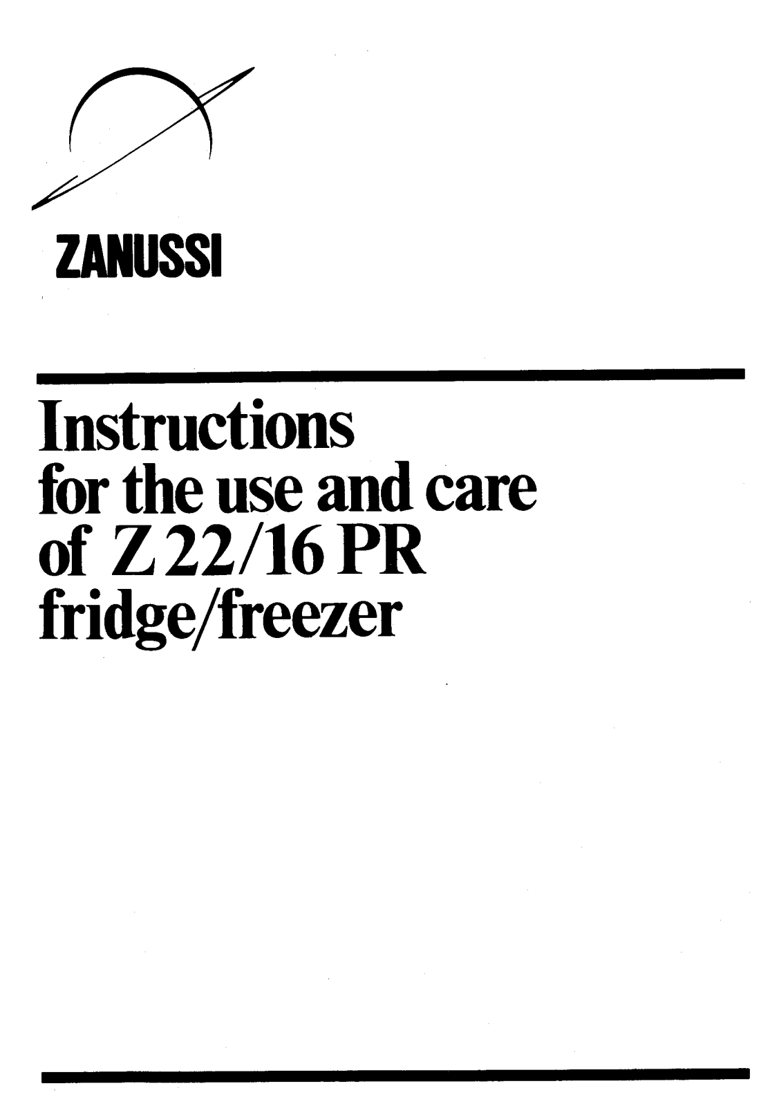 Zanussi Z22-16PR User Manual