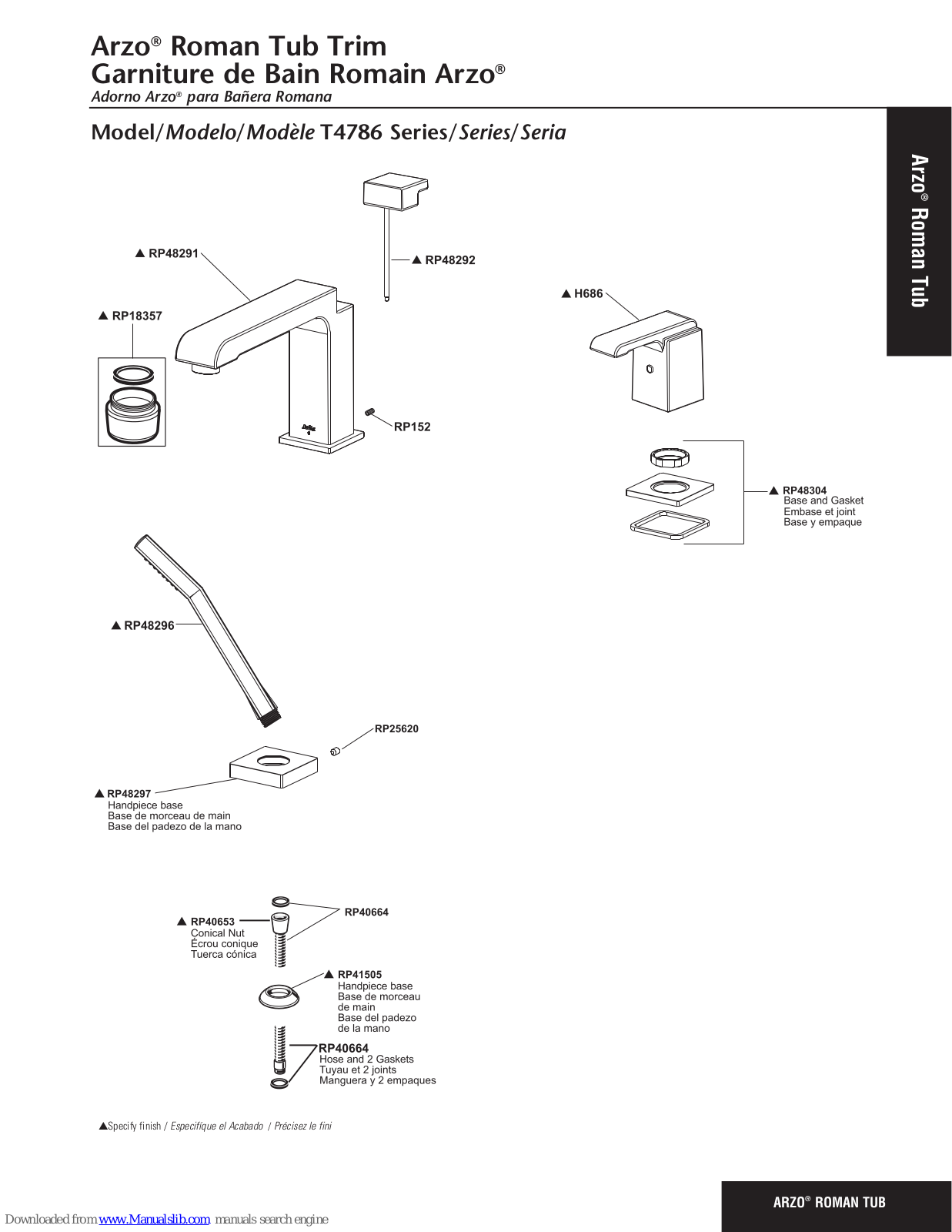 Delta Arzo T4786 Series Parts Manual