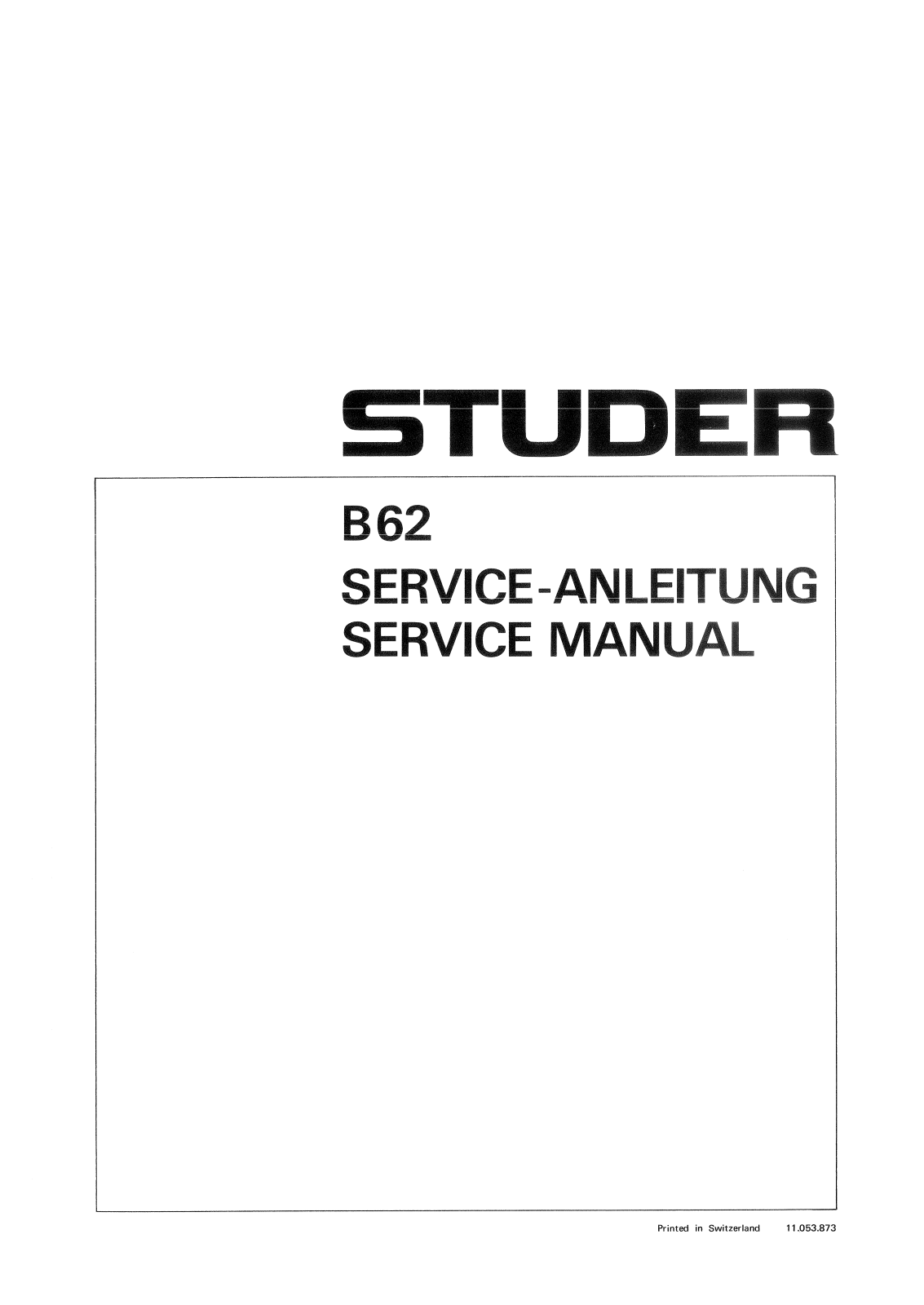 Studer B-62 Service manual