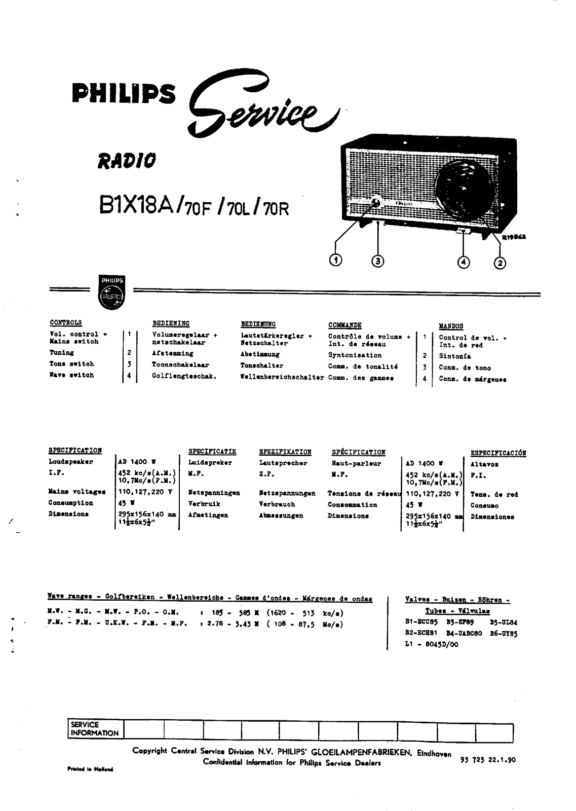 Philips B-1-X-18-A Service Manual