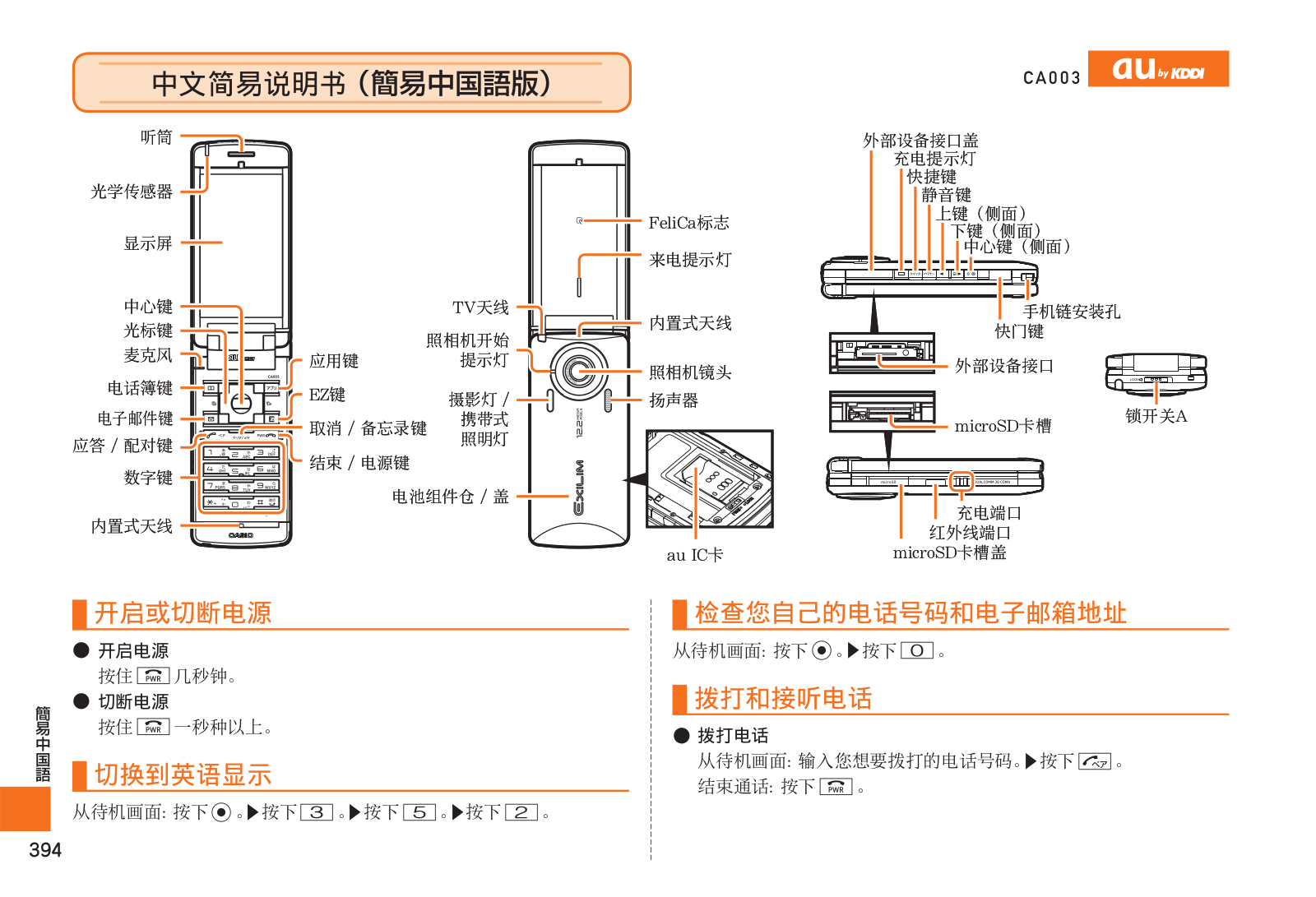 au by kddi CA003 User Manual