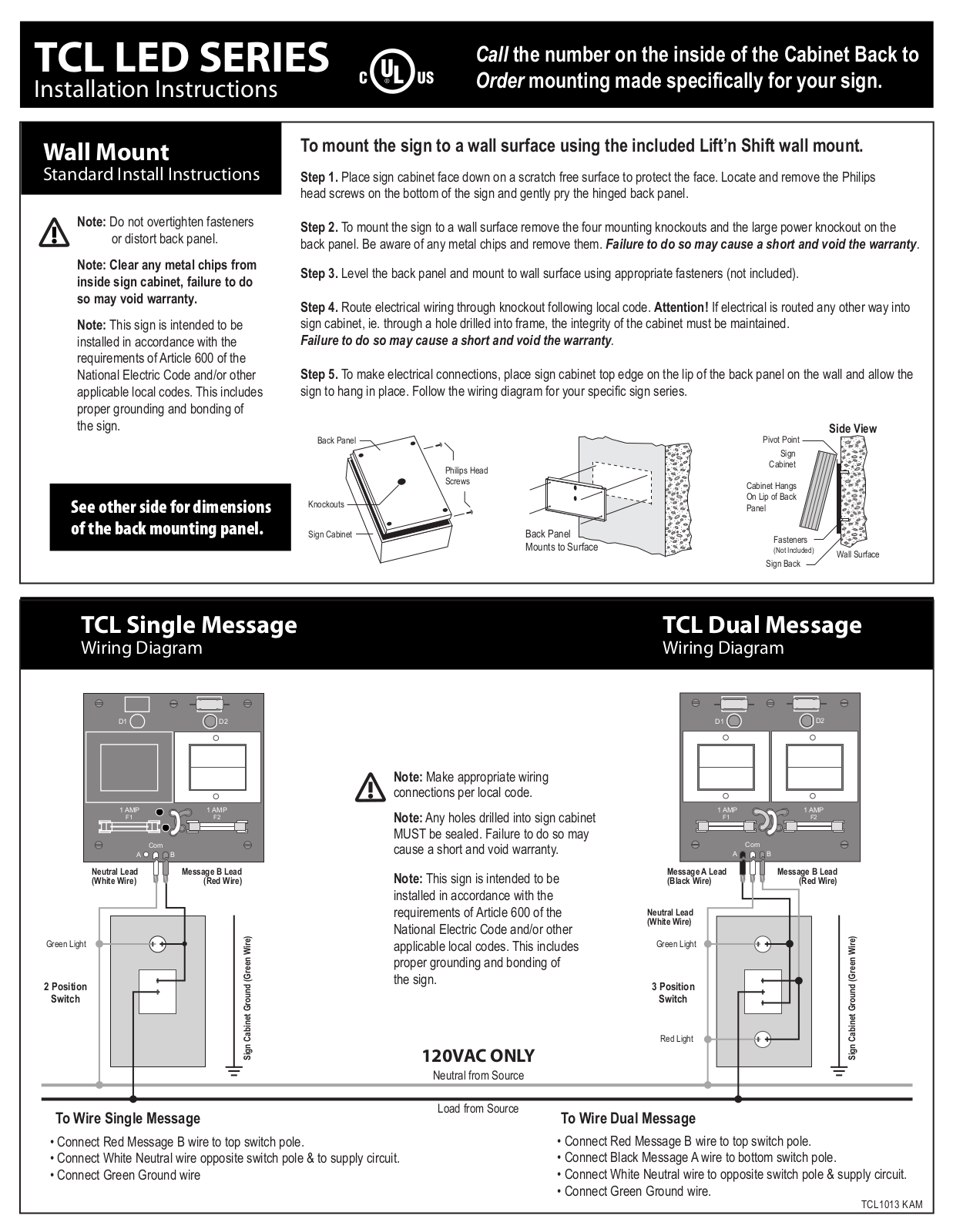 Signaltech TCL 734, TCL 726, TCL 718, TCL 742, TCL 1418 Installation Instructions Manual