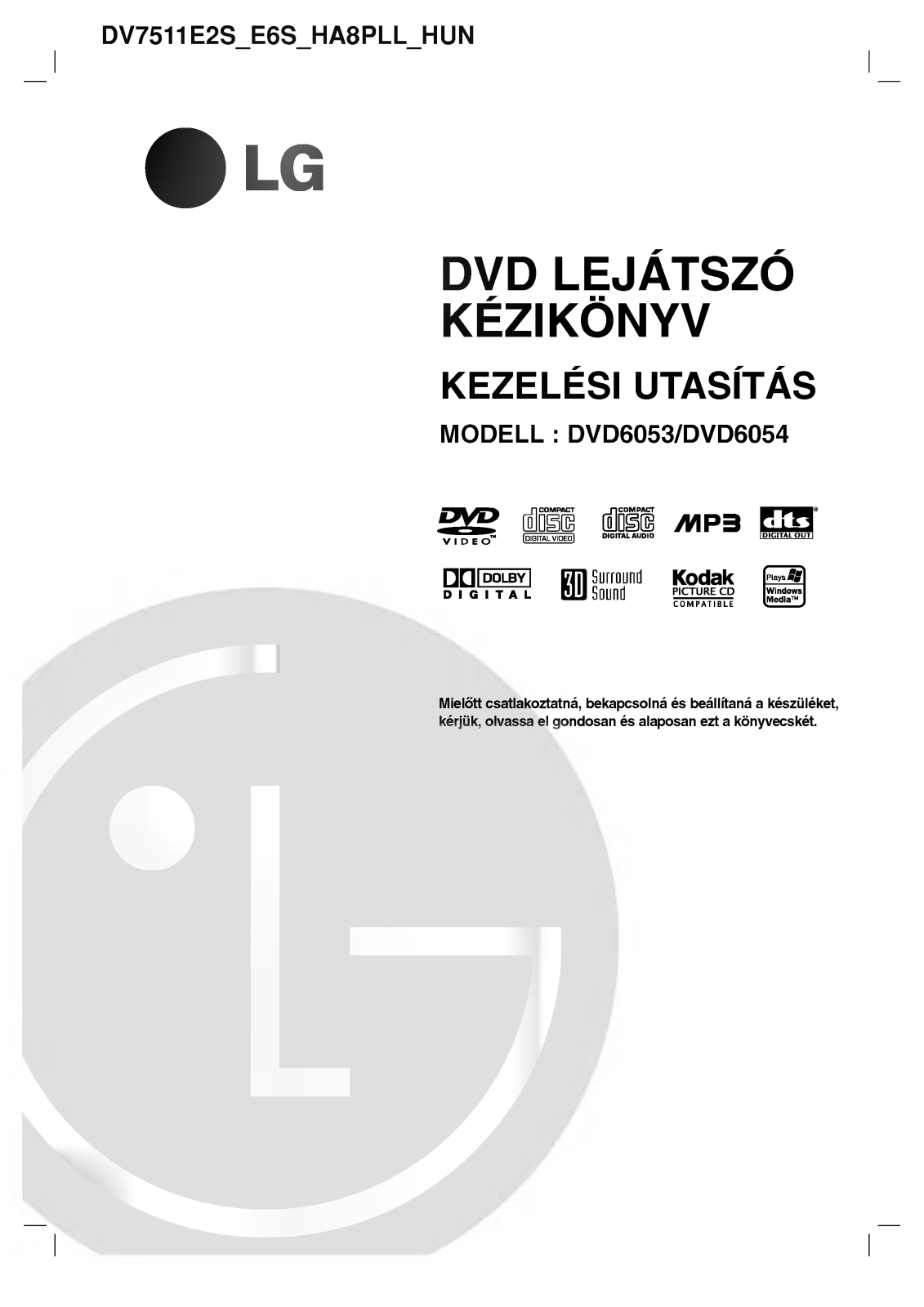 LG DV7511E6S User manual