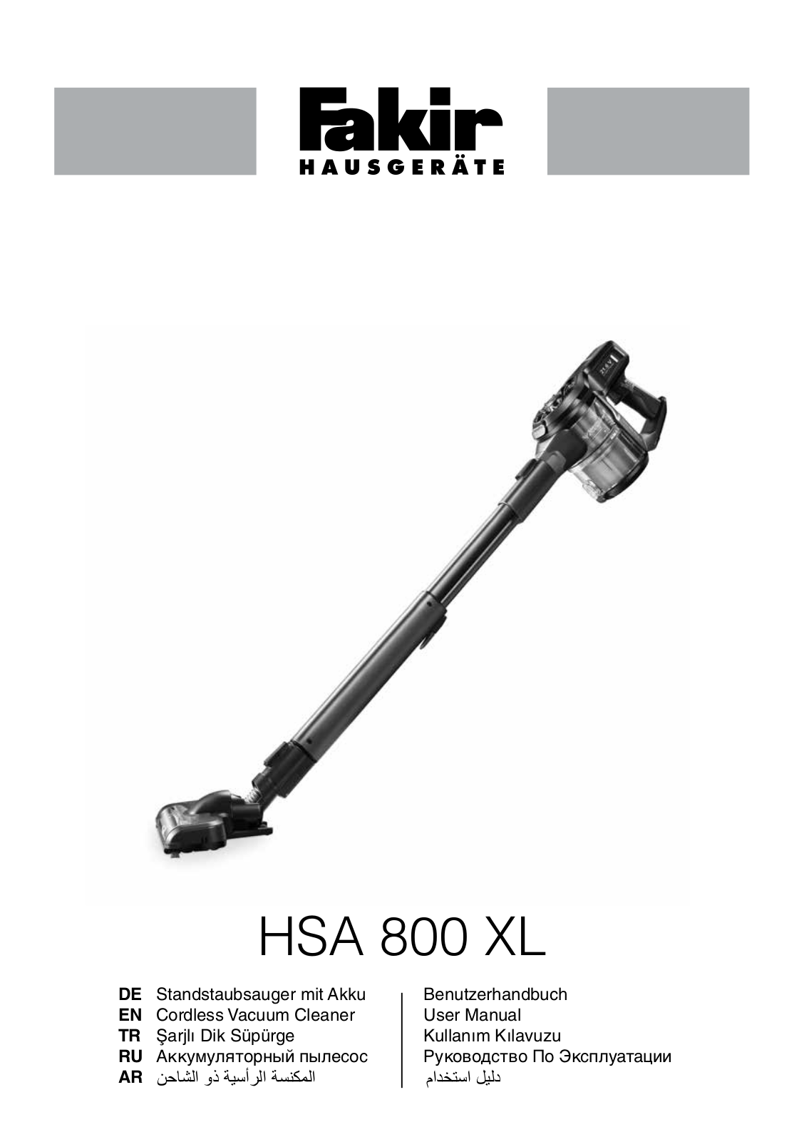 Fakir HSA 800 XL Series, STARKY HSA 800 XL Q User Manual