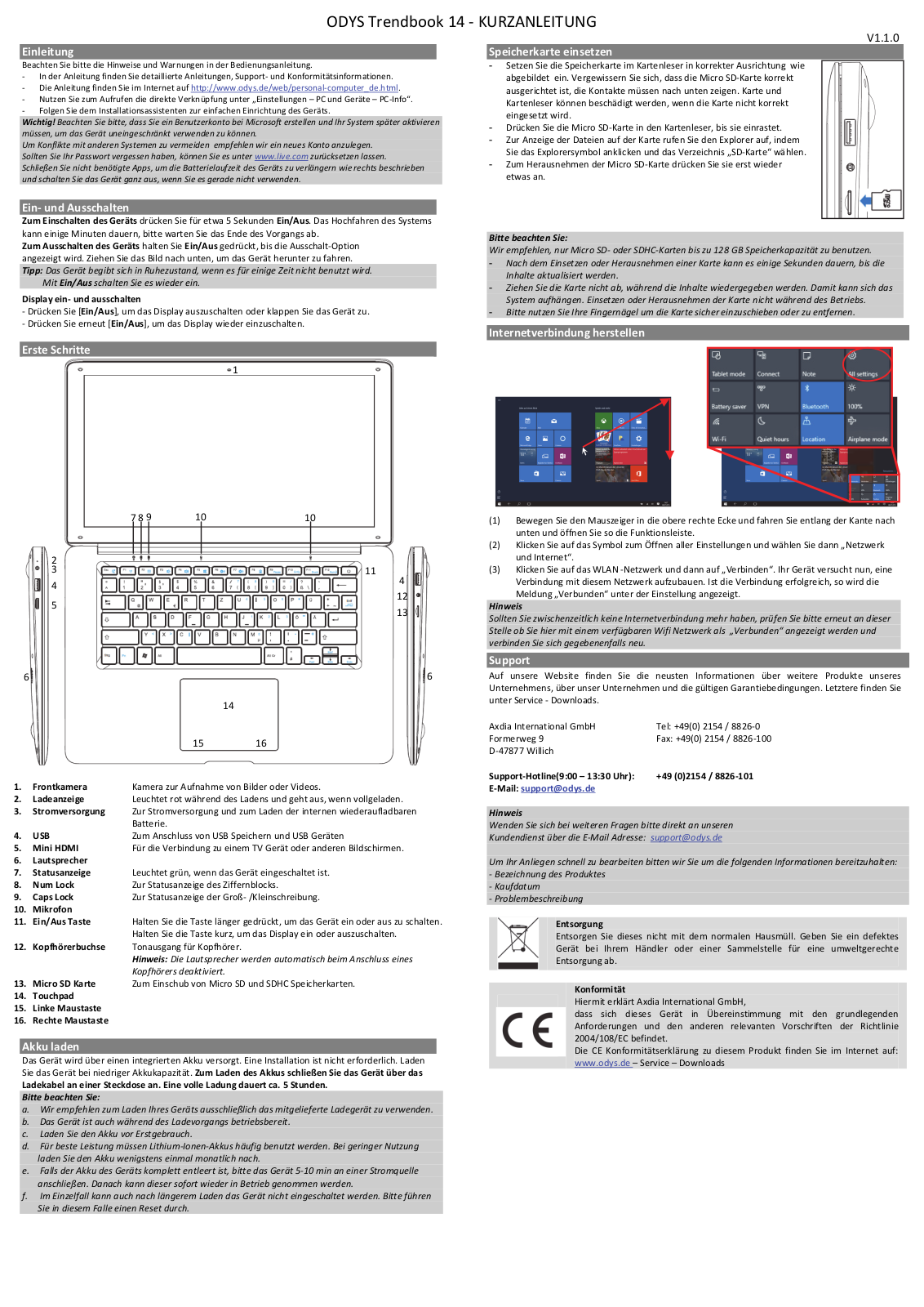 Odys Trendbook 14 Quick Start Guide