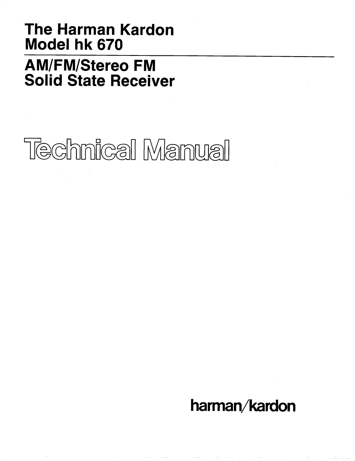 Harman Kardon HK-670 Service Manual