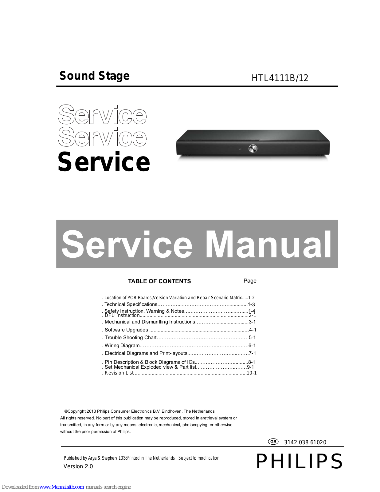 Philips HTL4111B/12 Service Manual