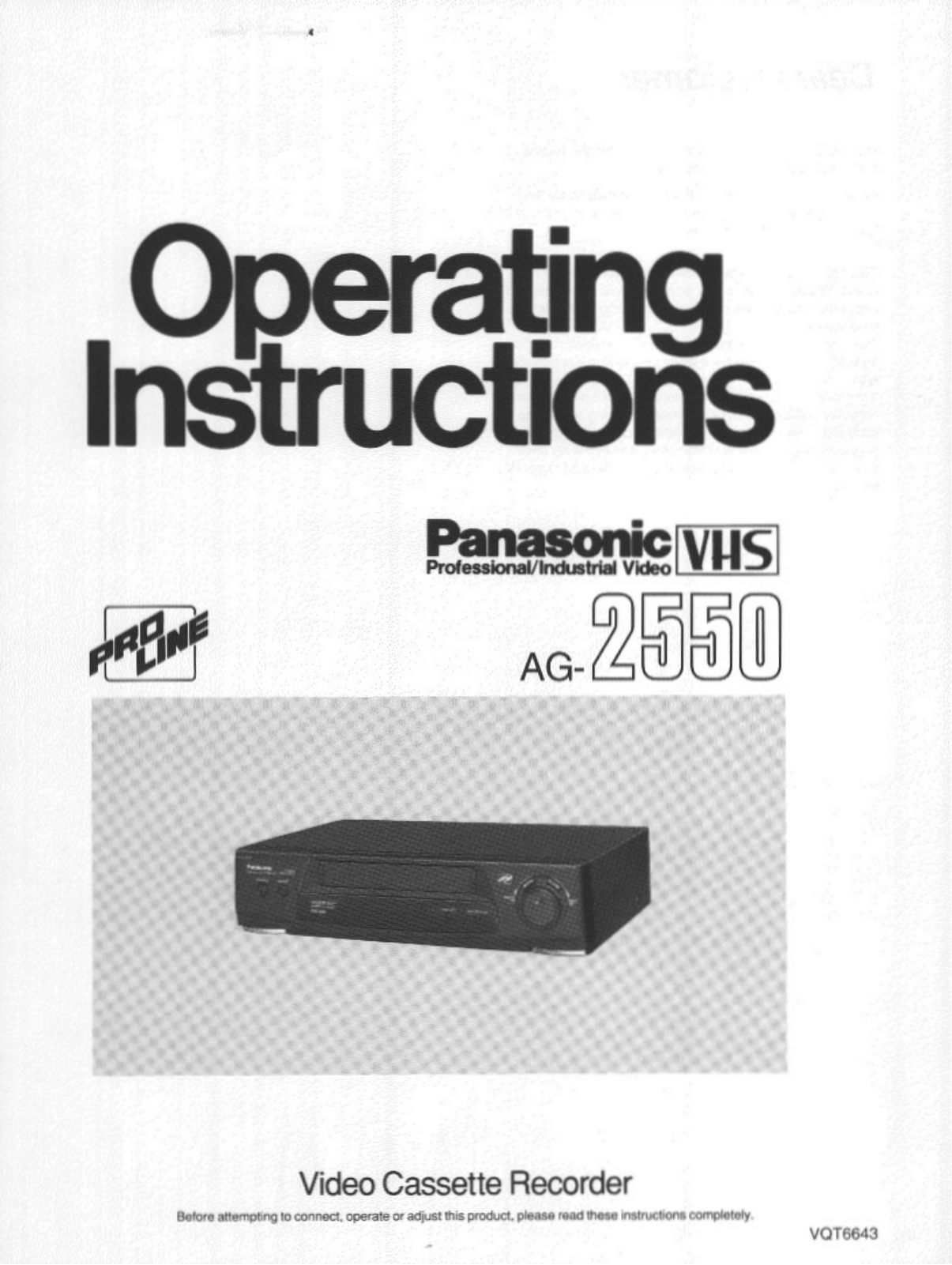 Panasonic ag2550 Operation Manual