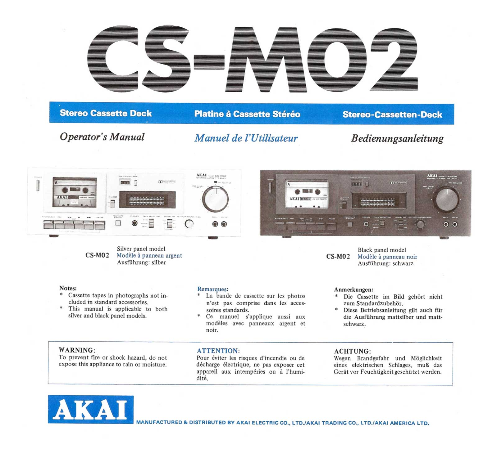 Akai CSM-02 Owners manual