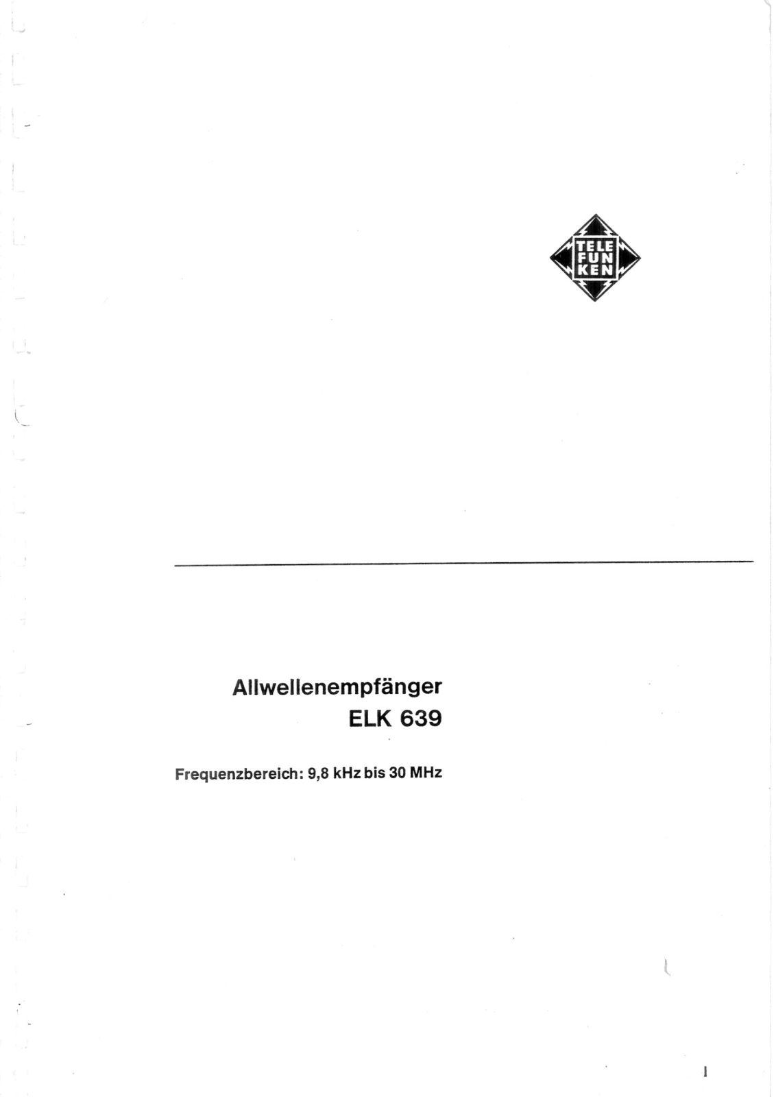 Telefunken ELK 639 Service manual