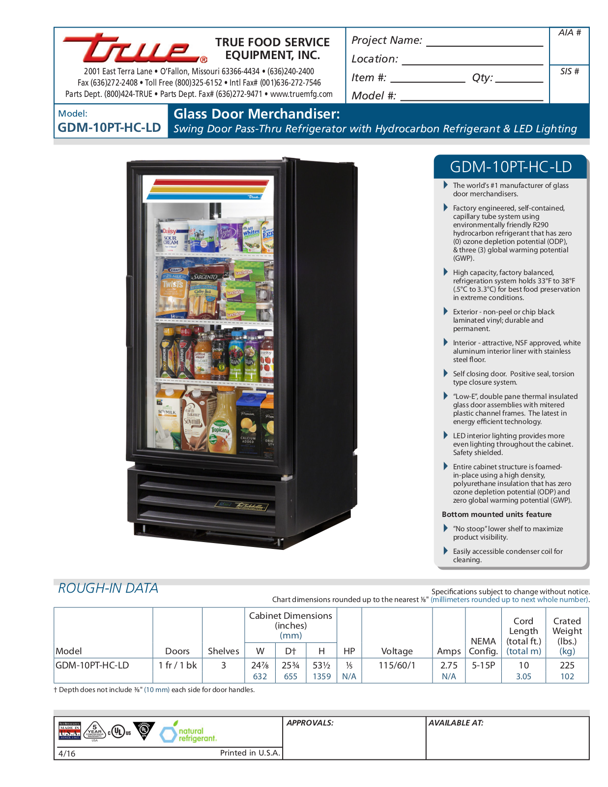 True GDM-10PT-HC-LD User Manual