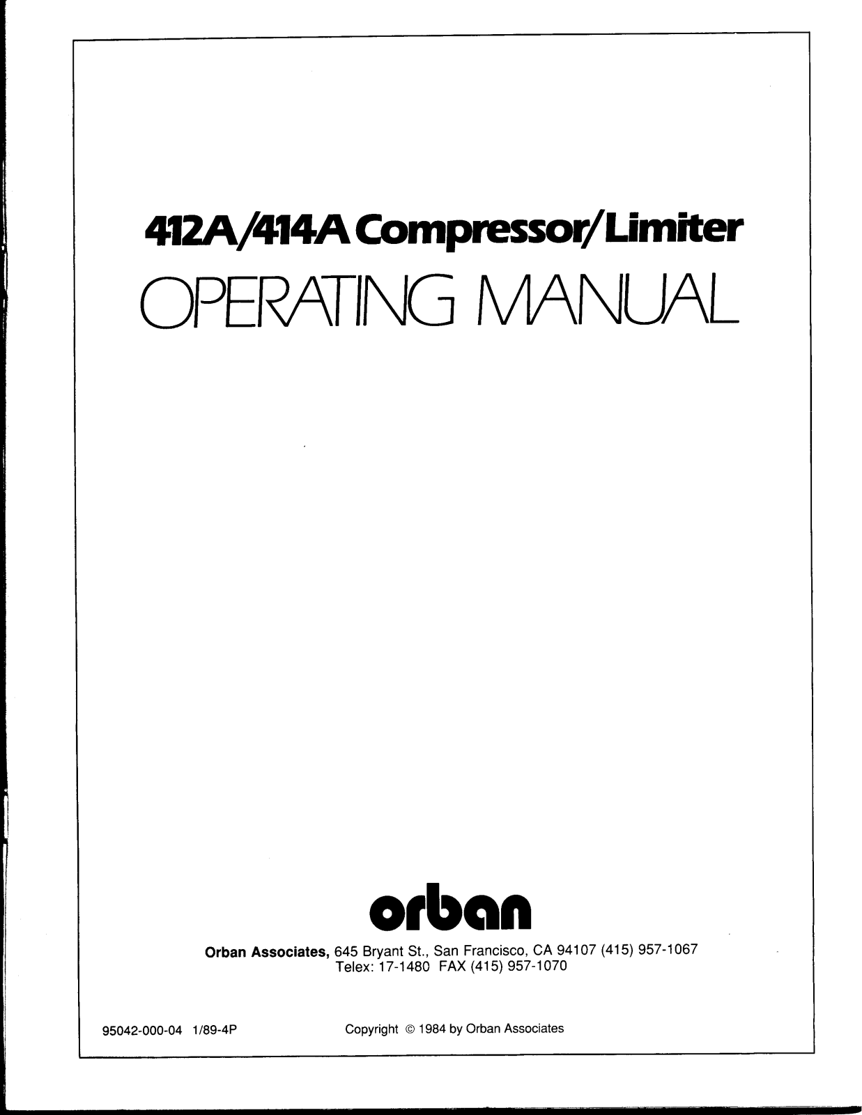 Orban 412A, 414A Service manual