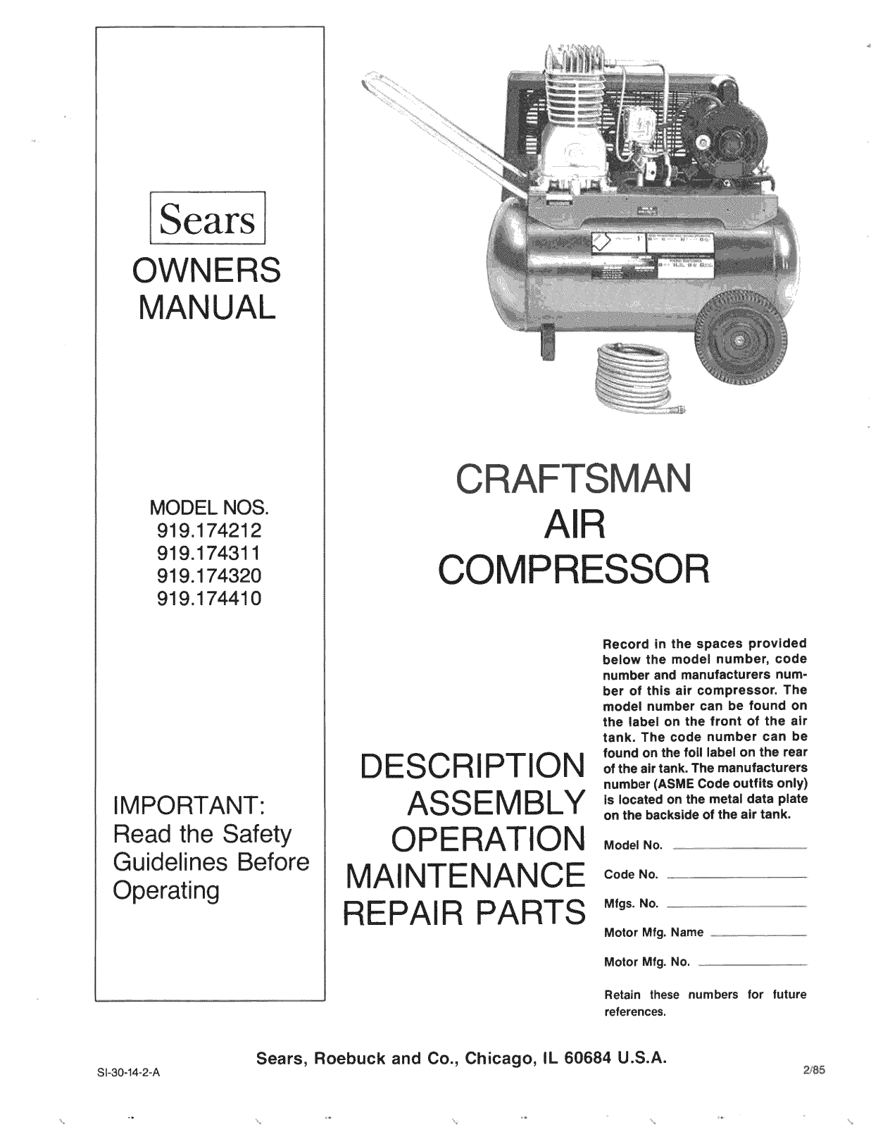 Craftsman 919.174212 User Manual
