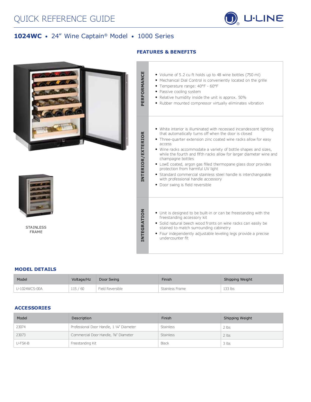 U-Line U-1024WCS-00A User Manual