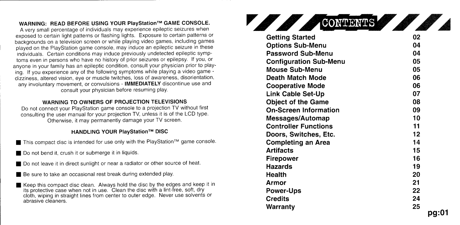 Games SONY PS & PSX FINAL DOOM User Manual