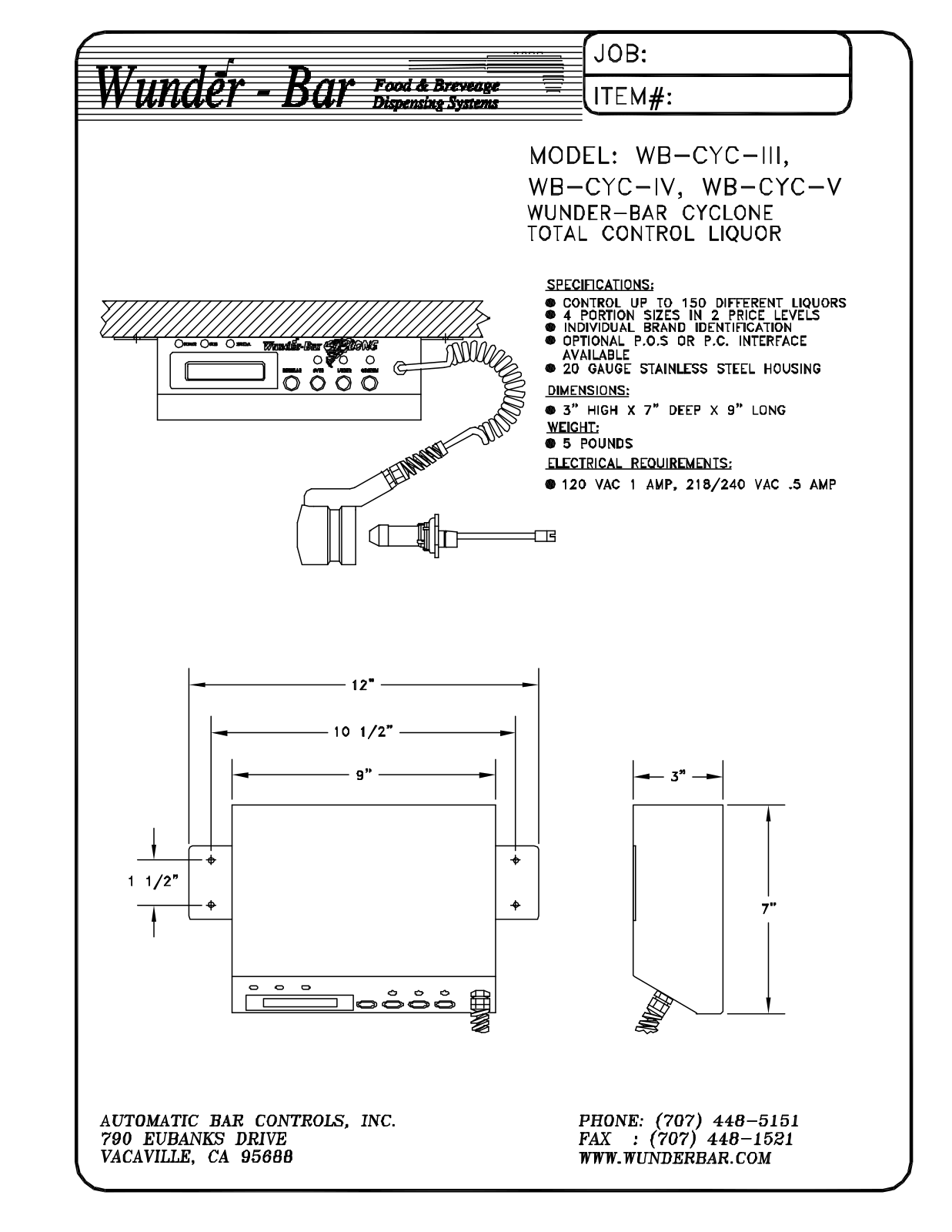 Wunder Bar WB-CYC-III User Manual