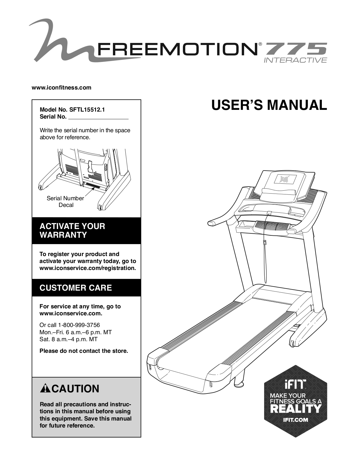 FreeMotion SFTL155121 Owner's Manual