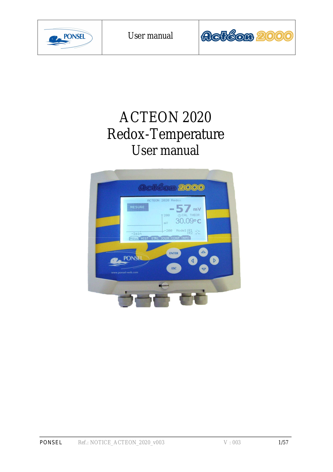 Ponsel ACTEON 2020 Redox-Temperature User Manual