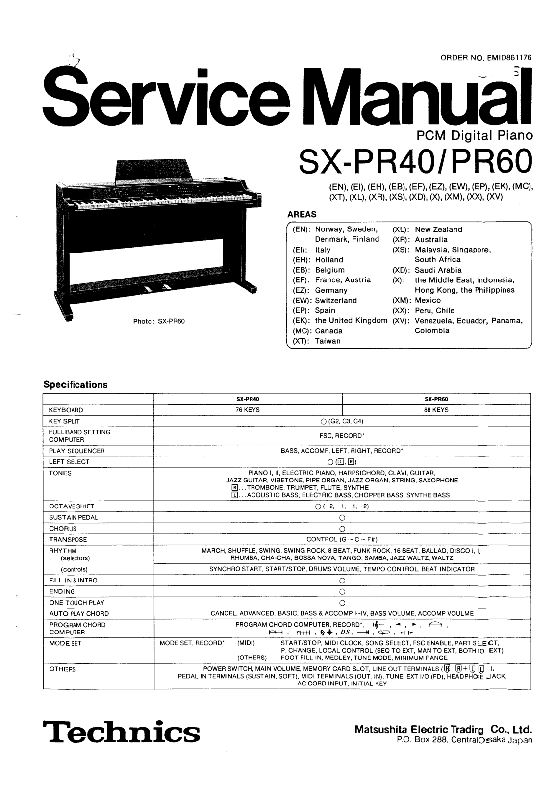 Technics SX-PR40, SX-PR60 Service Manual