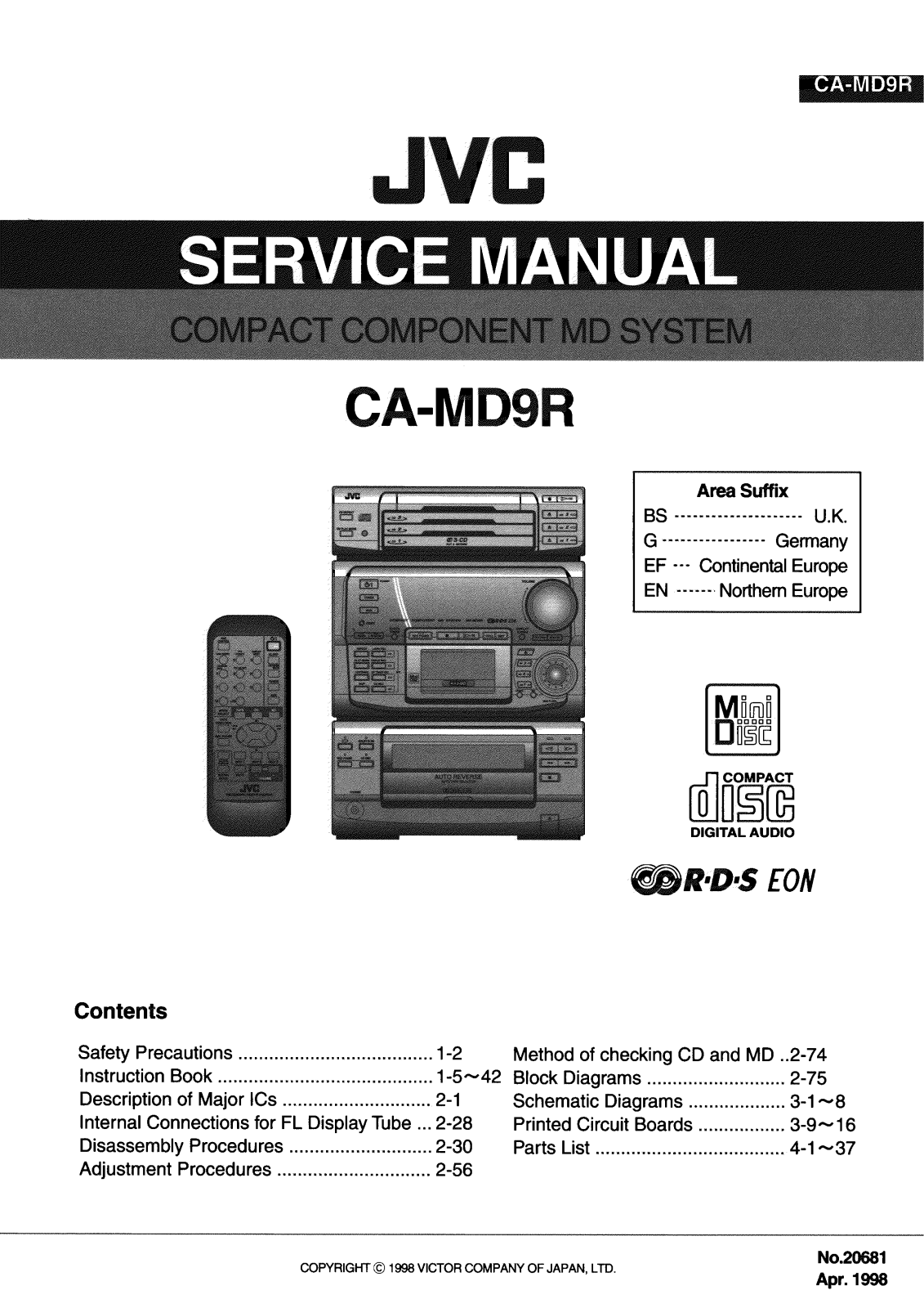 JVC CA-MC9RG, CA-MD9RBS, CA-MD9REF, CA-MD9REN Service Manual