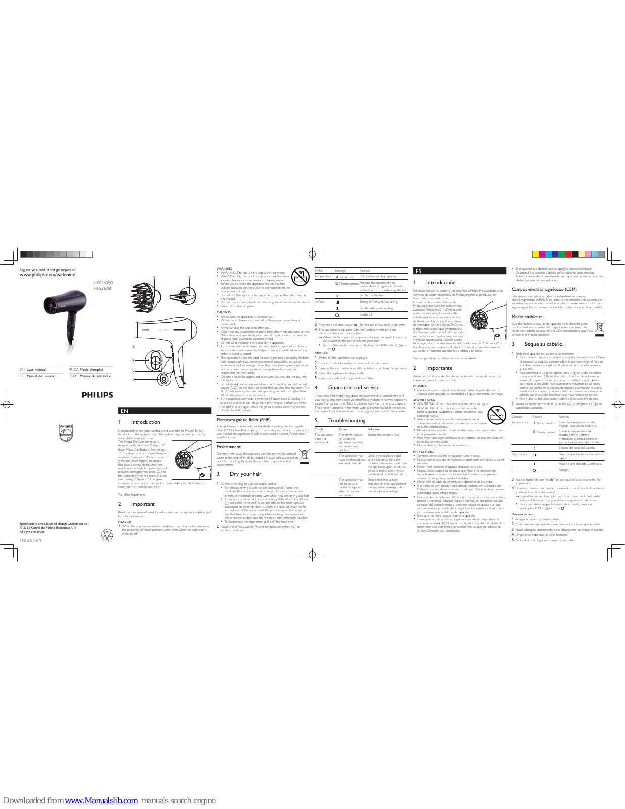 Philips HP8200, HP8281, HP8260/80, HP8260/81 User Manual