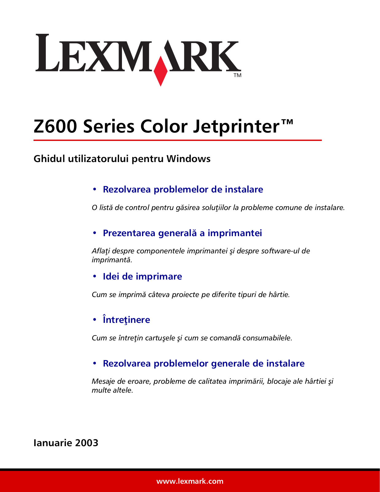 Lexmark Z600 series User Manual