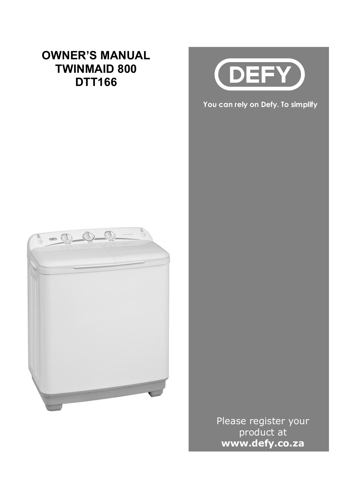 Defy DTT 166 User Manual