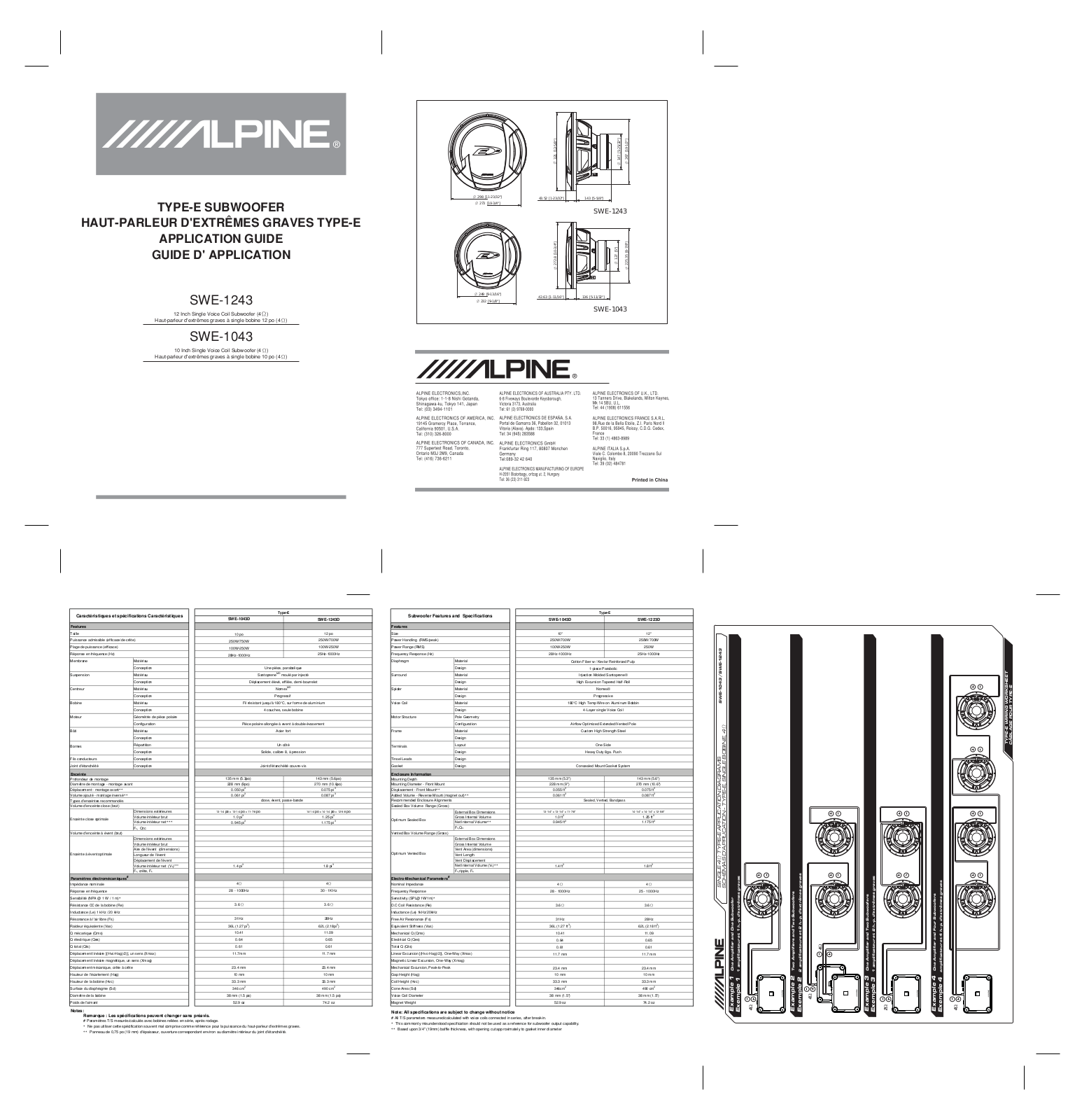 Alpine SWE-1243, SWE-1043 User Manual