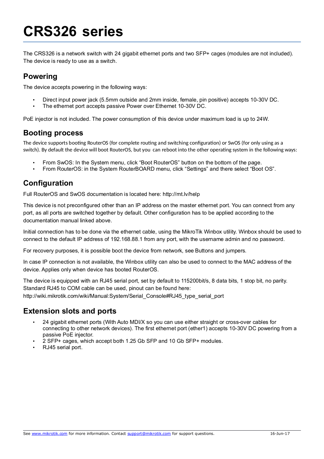 MikroTik CRS326-24G-2S+RM User Manual