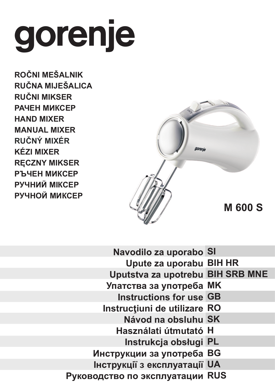 Gorenje M600S User Manual