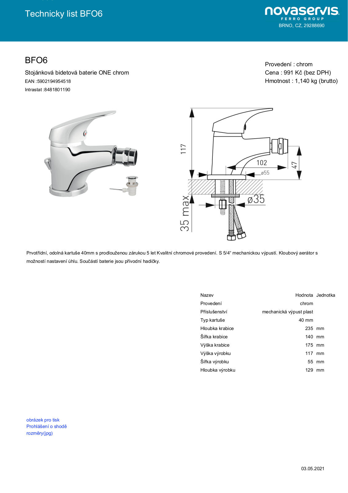 Novaservis BFO6 User guide - ManualMachine.com