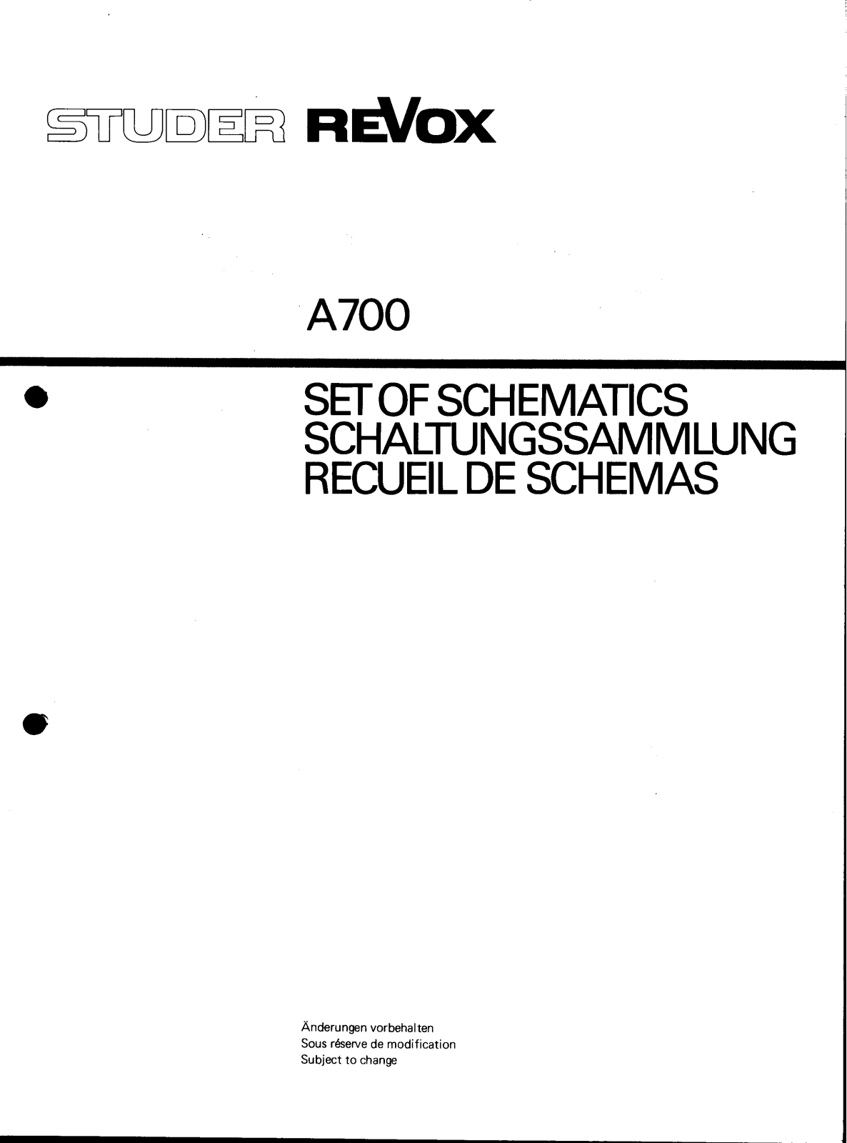 Revox A-700 Schematic