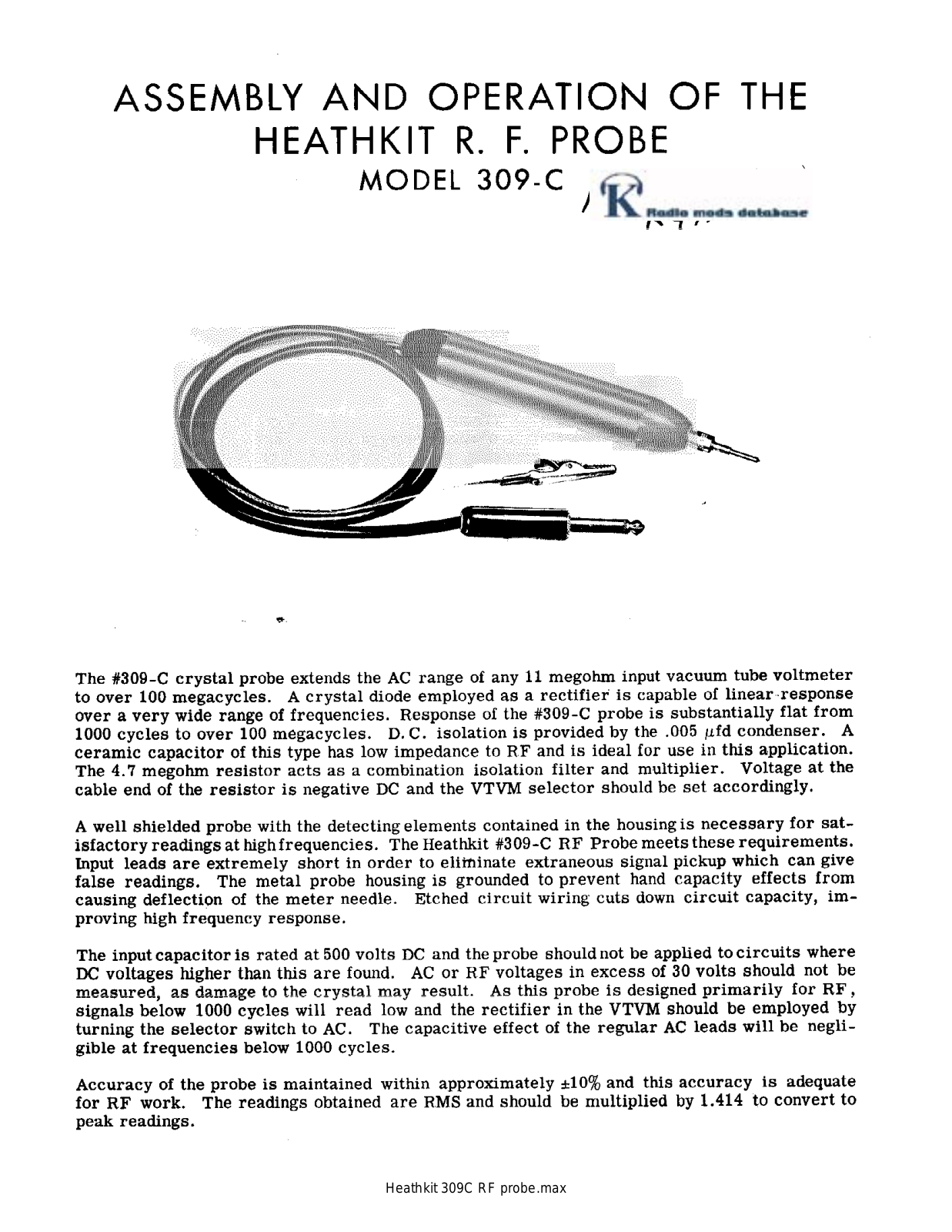 Heath Heathkit 309-C Operation Manual