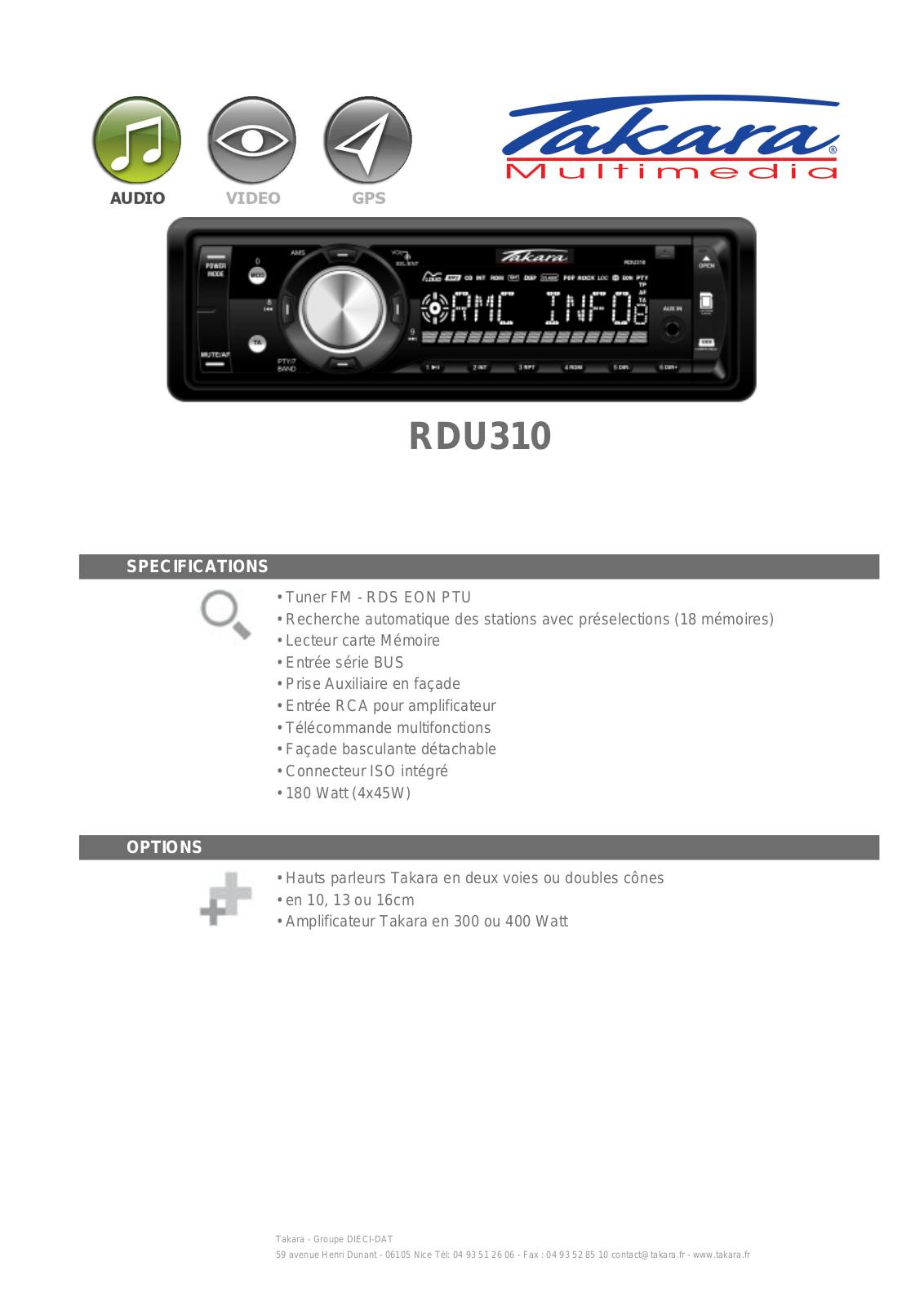 Takara RDU310 BROCHURE