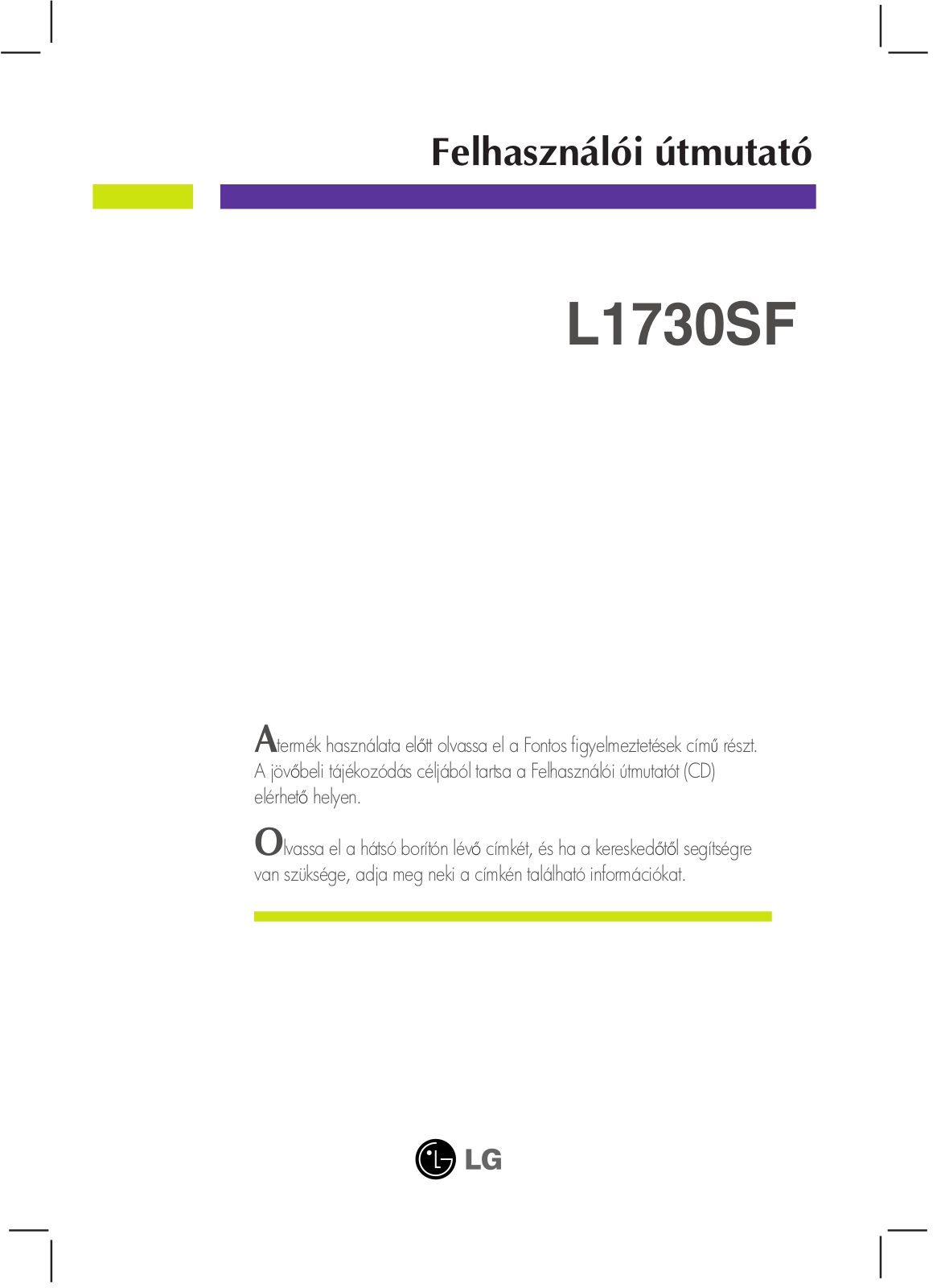 LG L1730SF-BV User manual