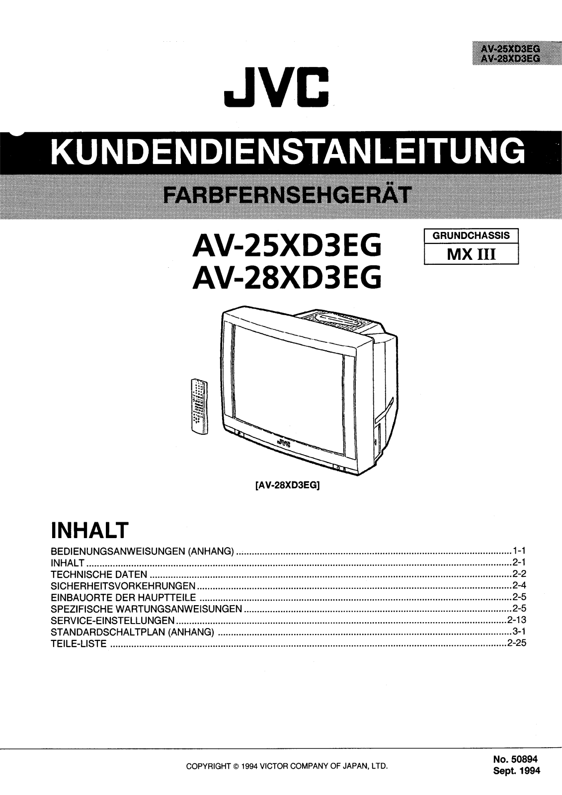 JVC AV-25XD3 Schematic