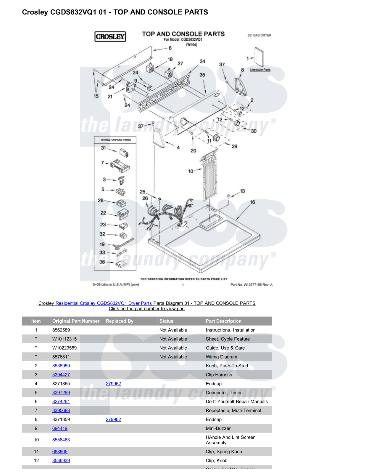 Crosley CGDS832VQ1 Parts Diagram