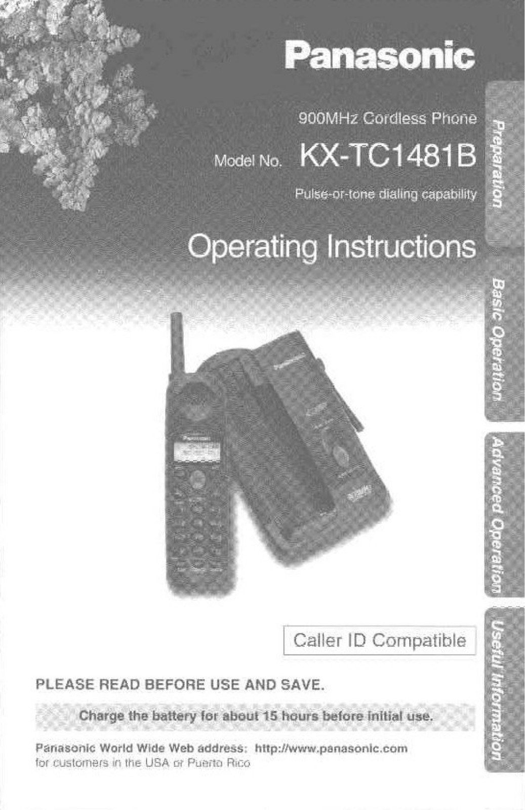 Panasonic kx-tc1481 Operation Manual