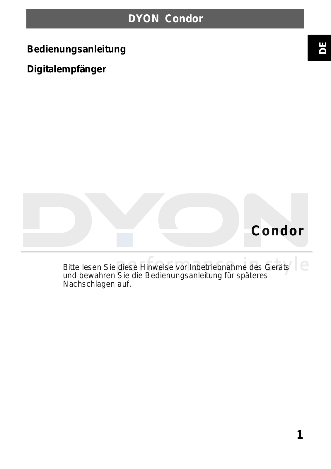 Dyon Condor User Manual