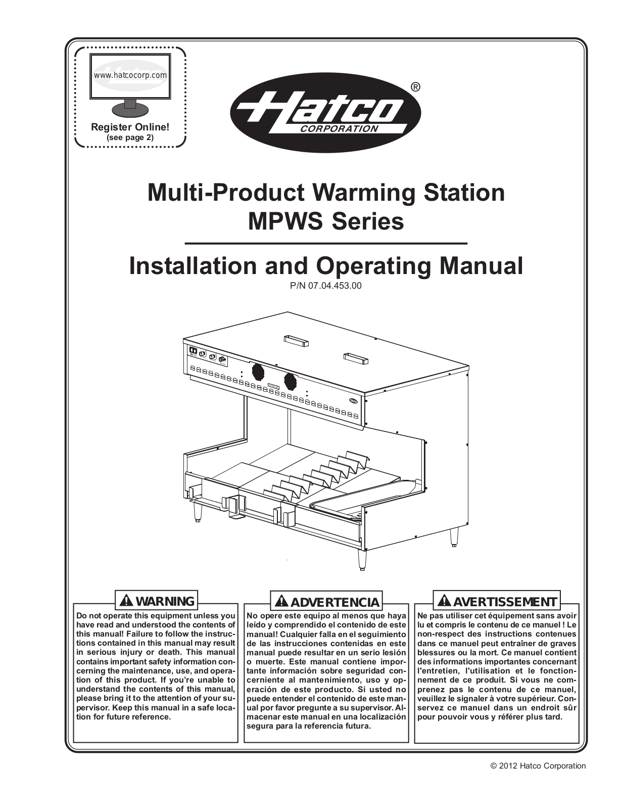 Hatco MPWS Series Operation Manual