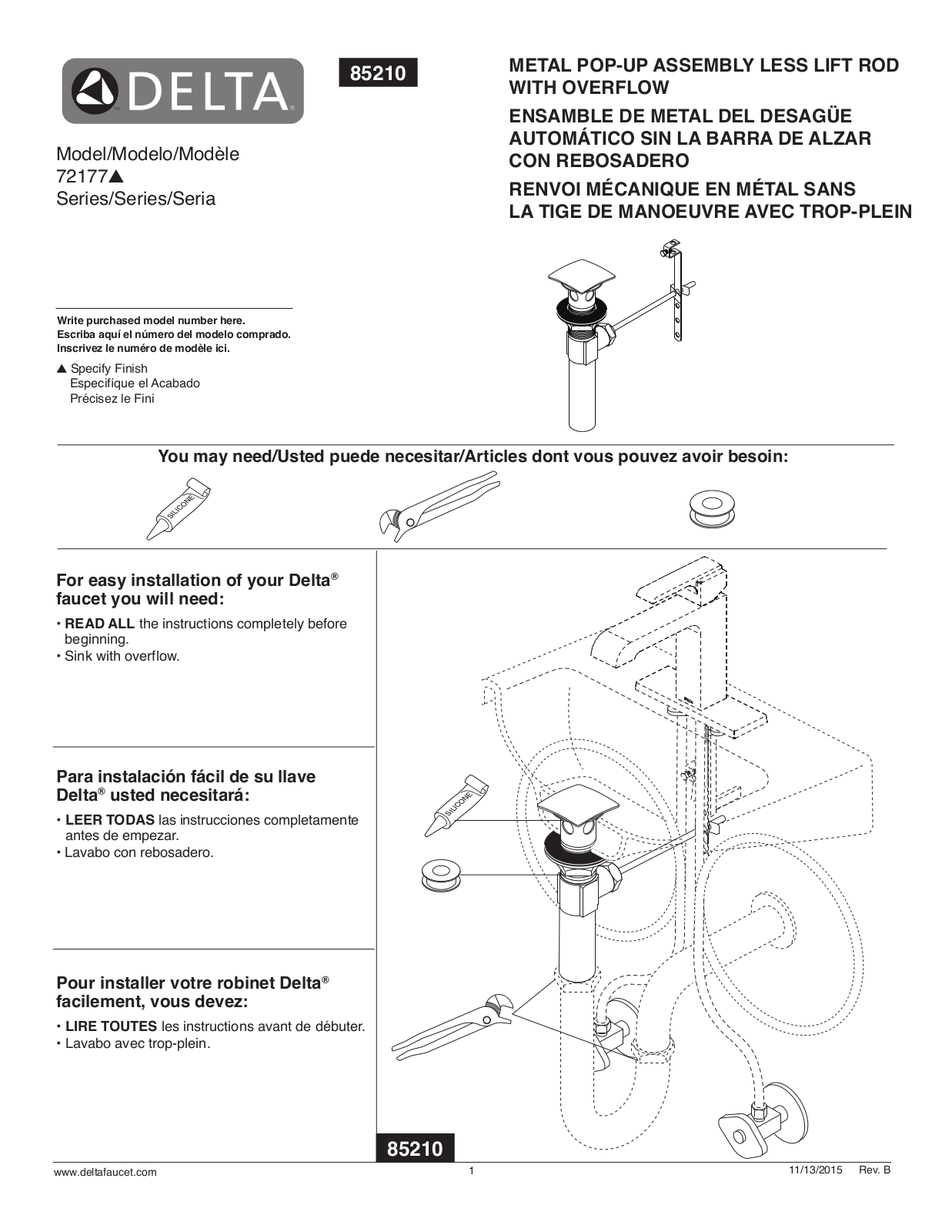 Delta DLT8069 Installation & Assembly - ManualMachine.com