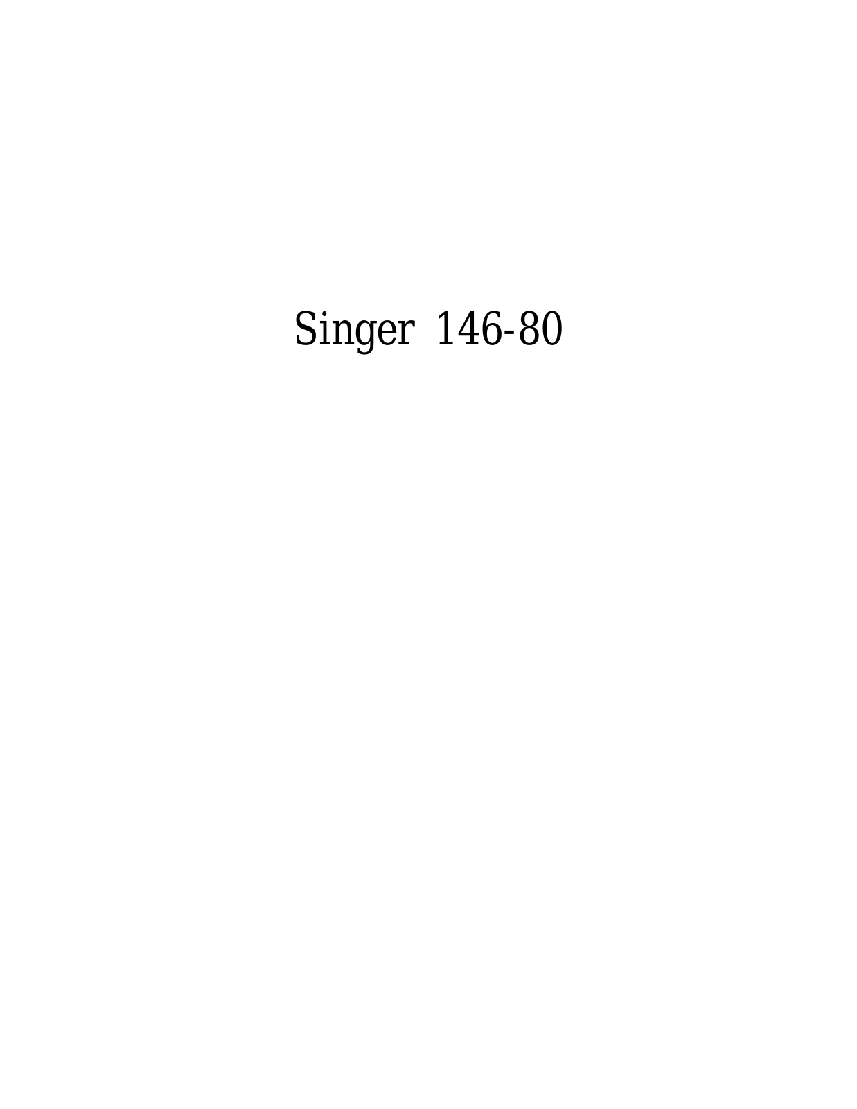 SINGER 146-80 Parts List