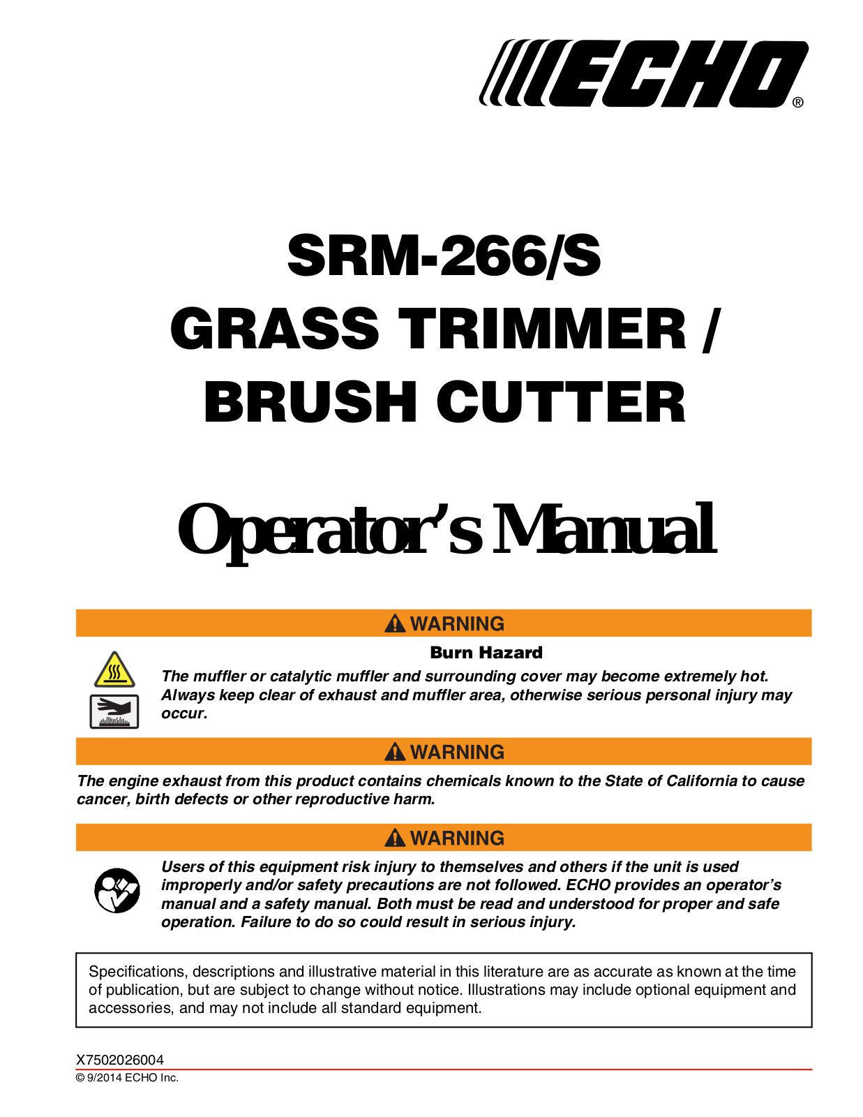 Echo SRM-266U User Manual