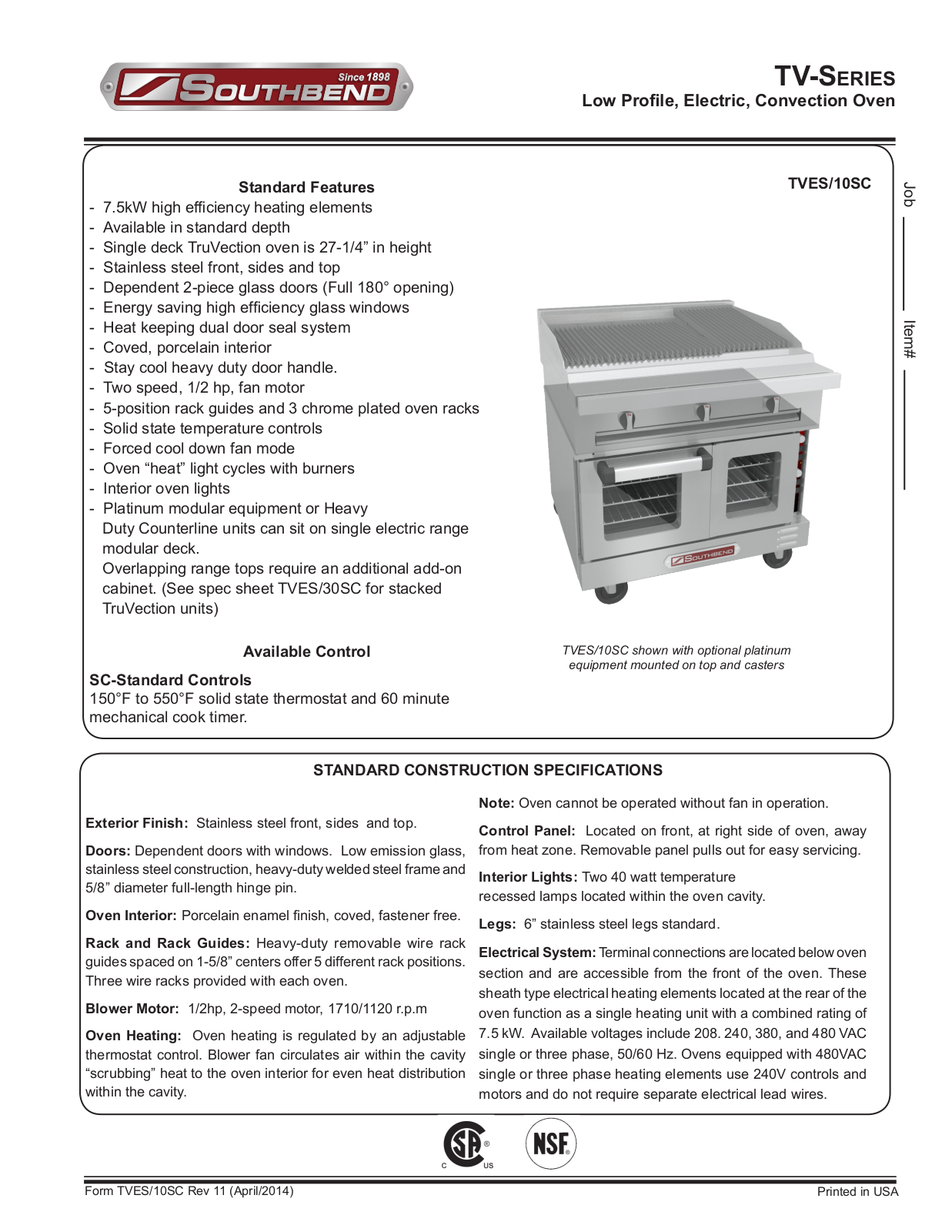 Southbend TVES-10SC User Manual