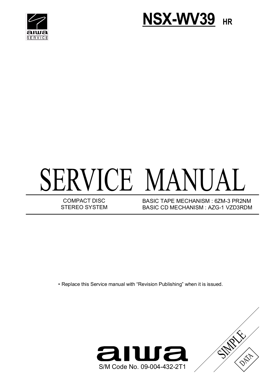 Aiwa NSXWV-39 Service manual