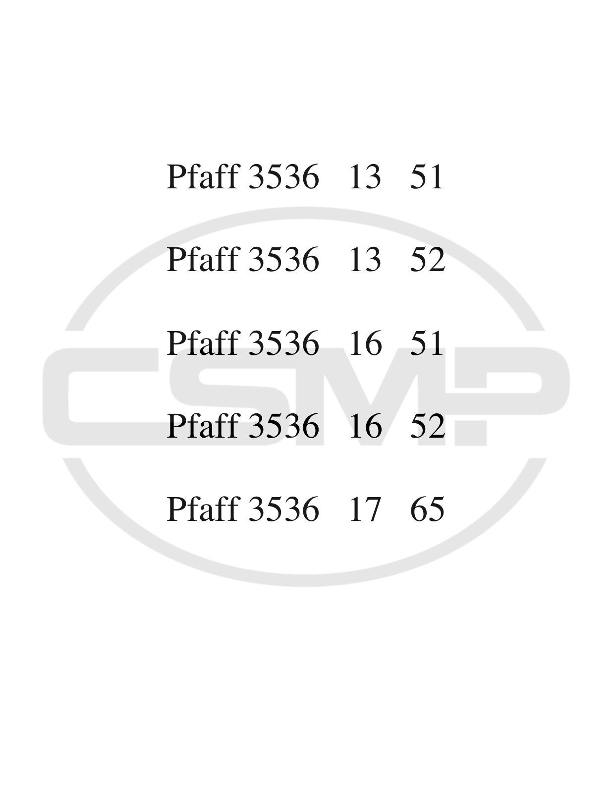 Pfaff 3536 Parts Book