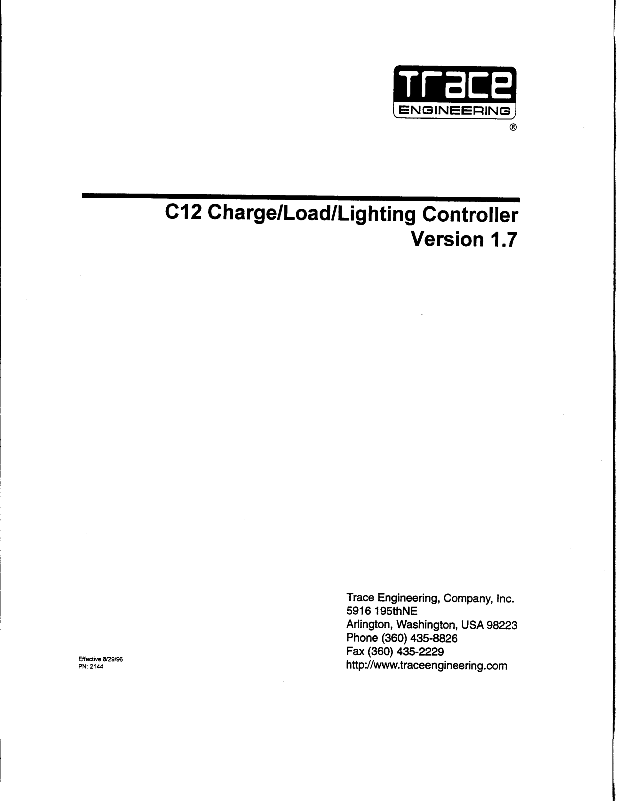 Trace Engineering C12 - V1.7, C12 User Manual